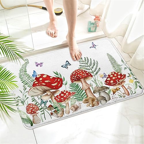 Tapete de baño de cachemira de imitación de hongos, goma antideslizante, absorbente, suave, para bañera, ducha y fregadero (17 pulgadas de ancho x