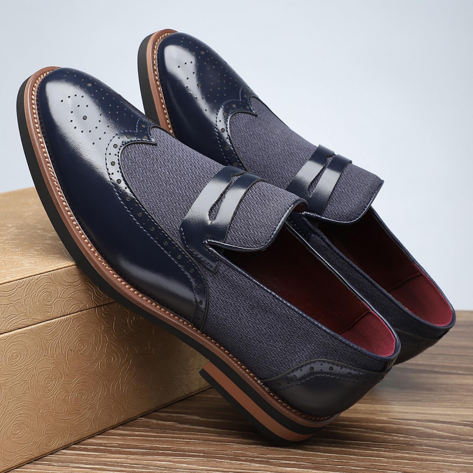 Hixingo Scarpe Stringate Uomo in Pelle | Scarpe Eleganti da Abito comoda Design classico ideale per ufficio, lavoro, matrimoni, cerimonie ed eventi formali