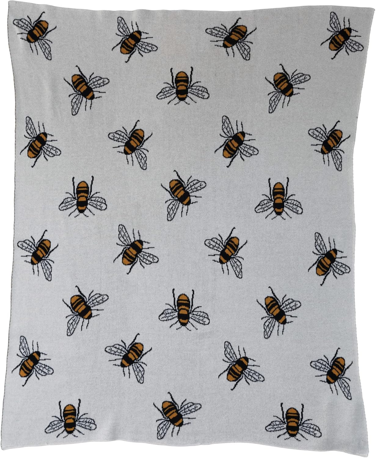 Creative CoOp Cotton Knit Baby Blanket with Bees, Multicolor Throws, 40" L x 32" W