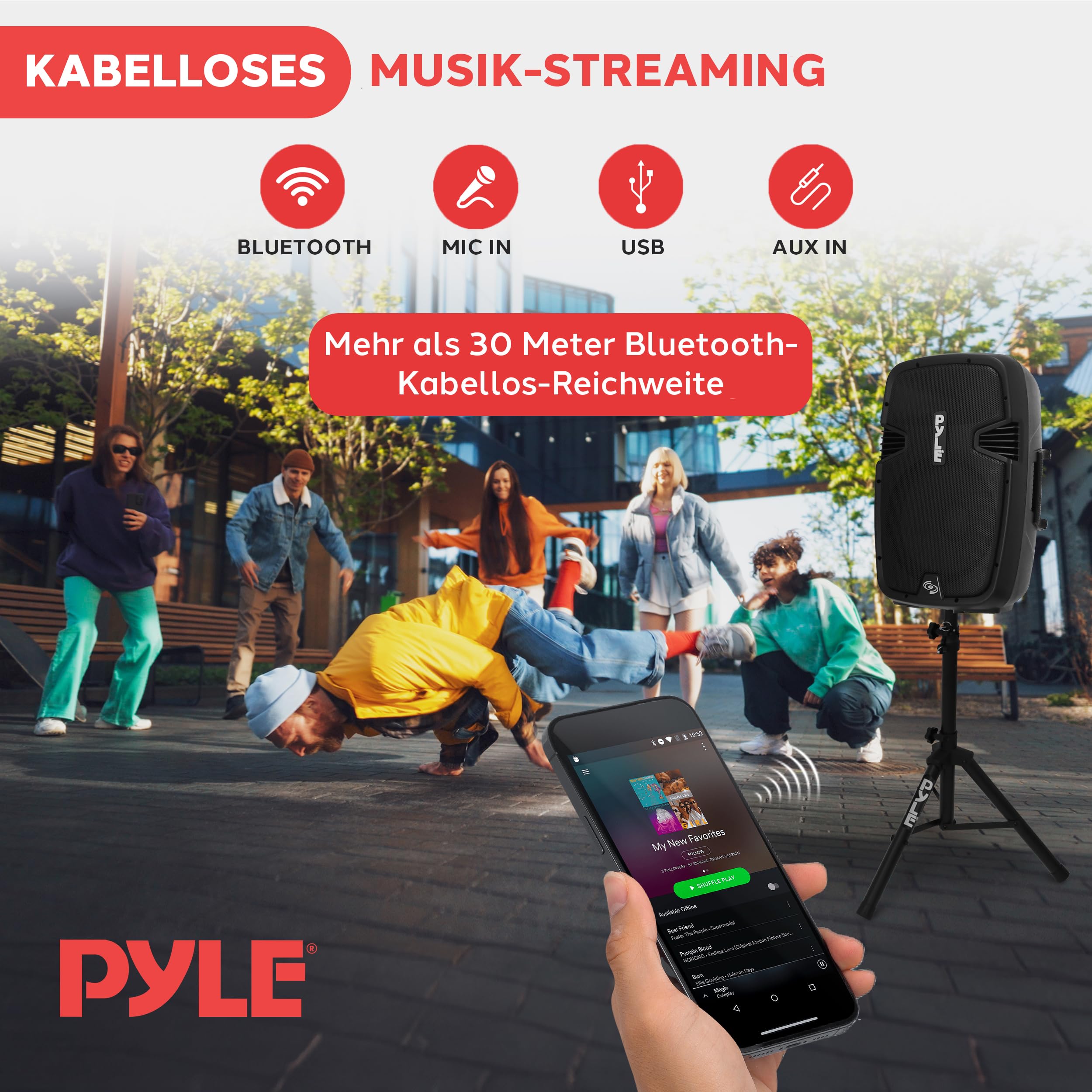 Pyle Subwoofer Aktiv + Passive Subwoofer – Bluetooth Lautsprecher: Aktiv Subwoofer und Passiv Subwoofer, Bassbox Bestehend aus Mikrofon, Lautsprecher Aktiv Fernbedienung & Ständer, 1800W Musikanlage