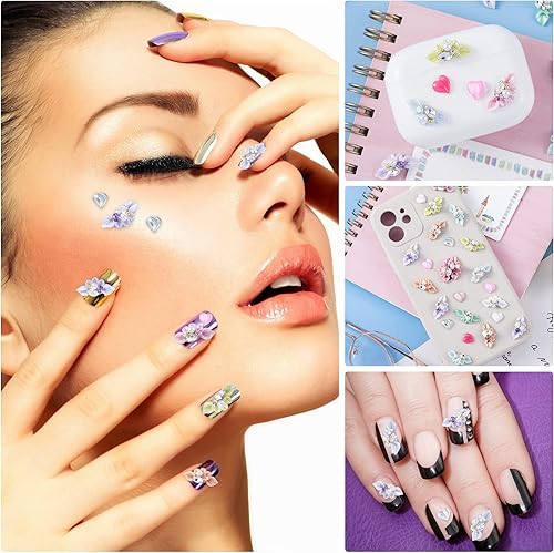 Miniatura 4 de PAGOW 60 dijes de uñas 3D dijes de arte de flores gemas de diamantes de imitación perlas de cristal decoración de diseño accesorios de joyería