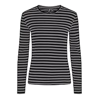 PIECES Pcruka LS Top Noos BC Maglietta a Maniche Lunghe, December Sky/Stripes:Black