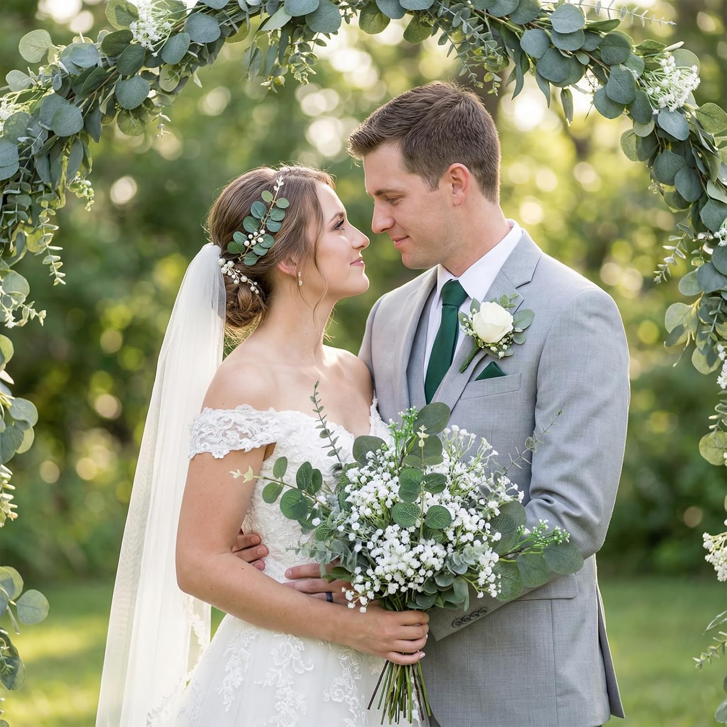 120 Pcs 4 Kinds Mixed Eucalyptus Greenery Stems, Fake Artificial Eucalyptus Stems Leaves and Baby Breath Artificial Flowers Bulk for DIY Bouquets Wedding Home Floral Centerpieces Home Decor