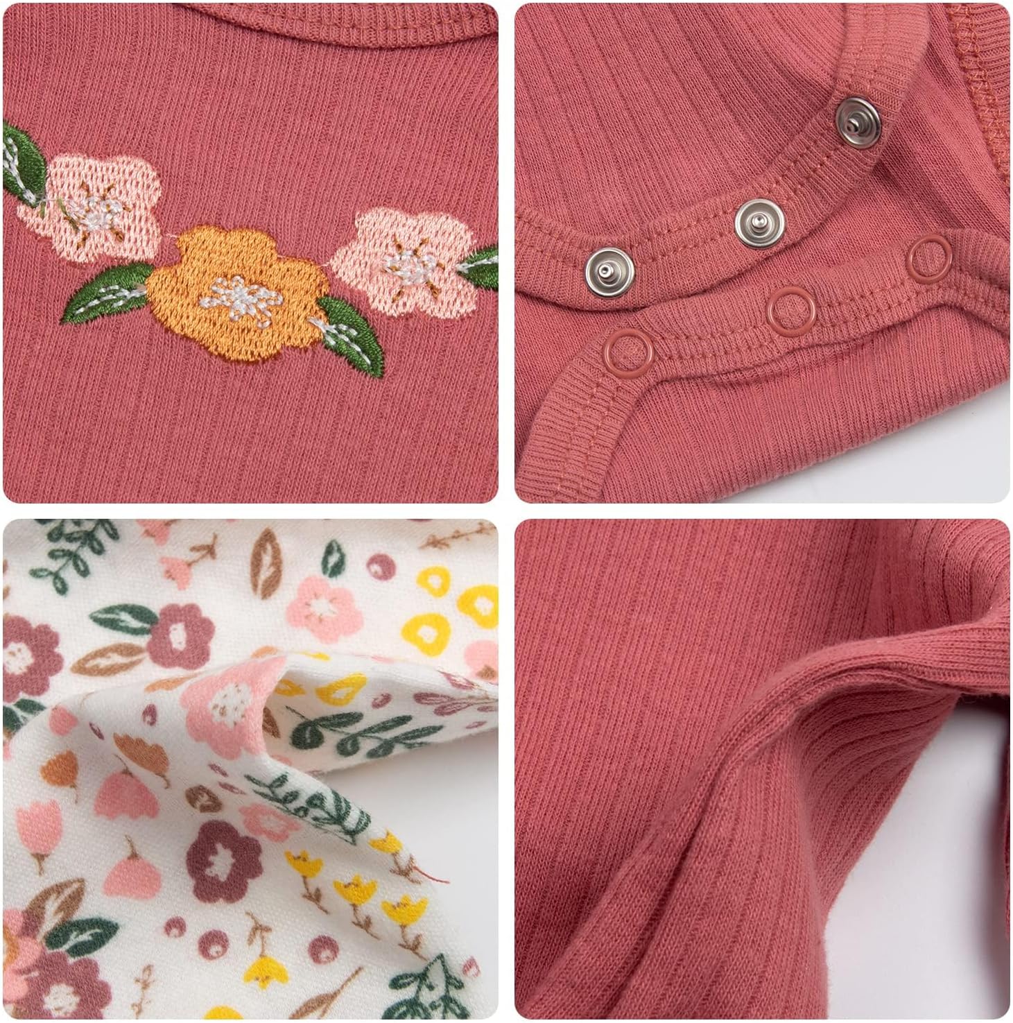 20 inch Reborn Baby Doll Clothes for 17-22 inch Reborn Dolls Baby Girl Clothes Red Flower 4 Pieces Doll Accessories Set
