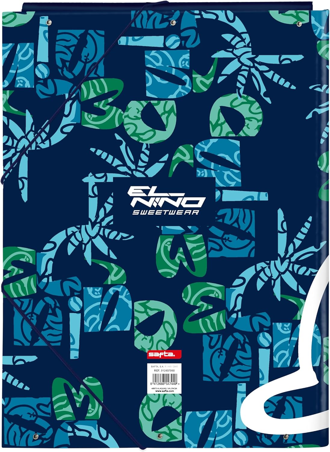 Safta -M068 EL NIÑO Glassy-Folio Folder with 3 Flaps, Ideal for Children of Different Ages, Comfortable and Versatile, Quality and Resistance, 26 x 36.5 cm, Navy Blue, Standard (512407068)