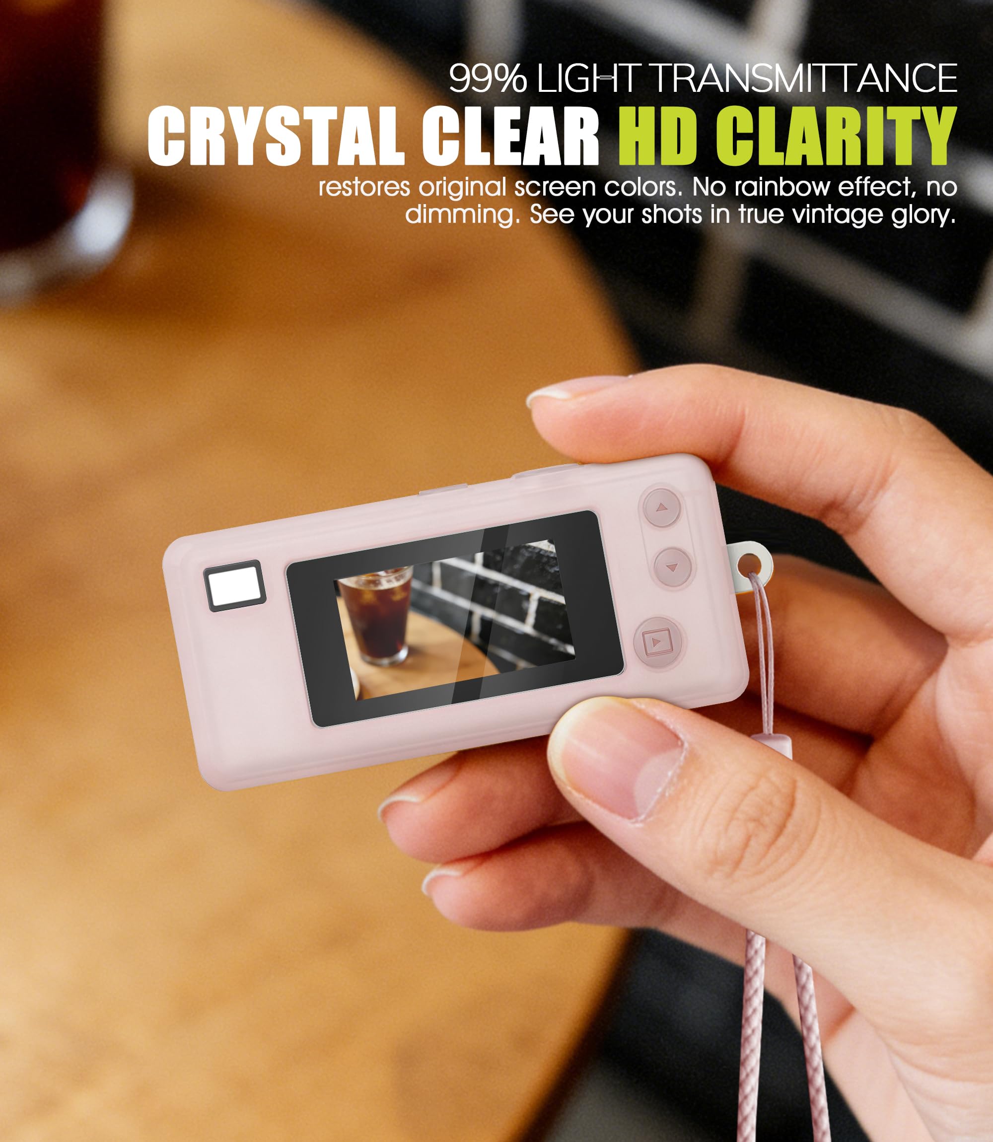 Custodia protettiva in silicone per Kodak CHARMERA portachiavi fotocamera digitale con 2 confezioni di pellicola protettiva in vetro temperato e cordino, resistente agli urti, resistente ai