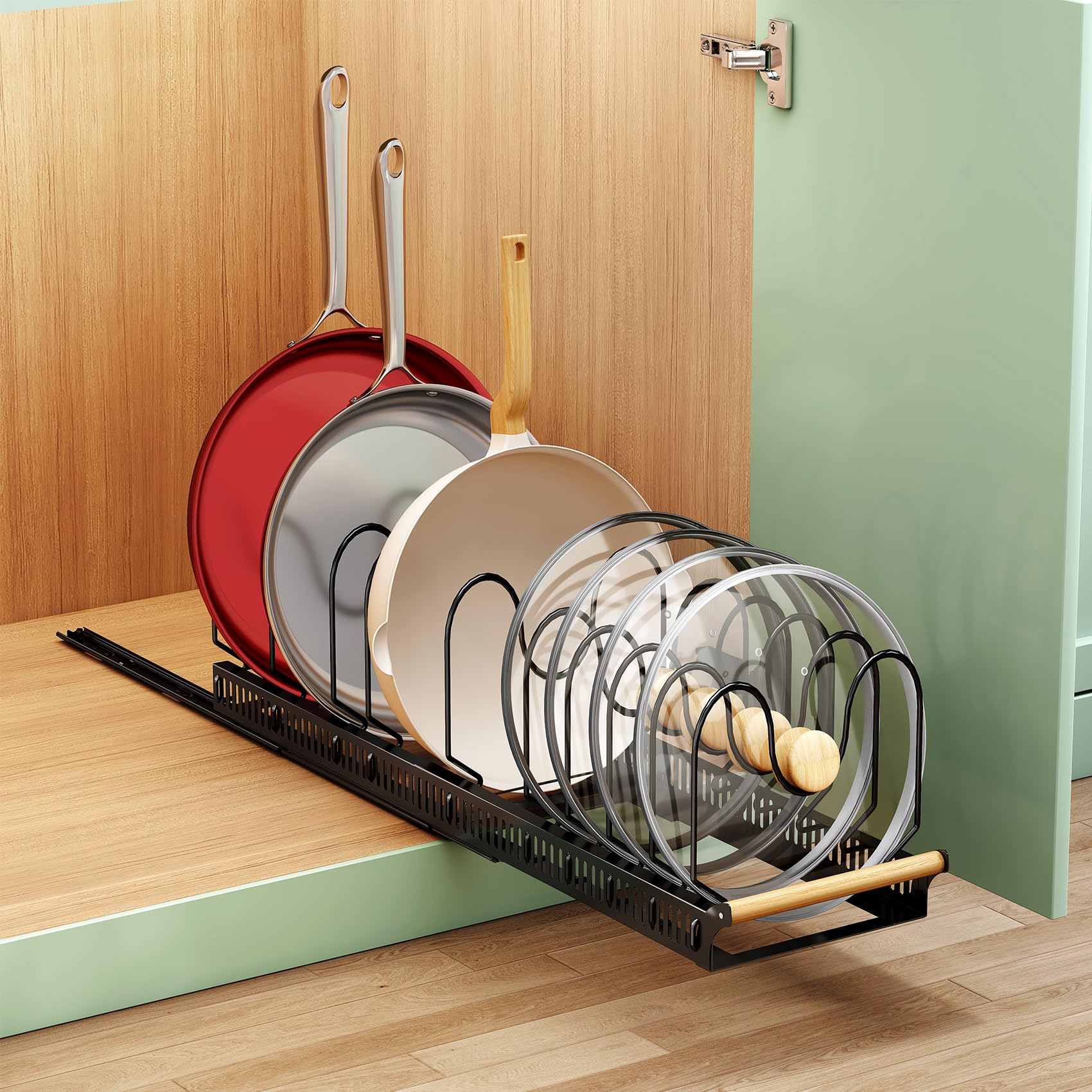 Snapklik.com : Pots And Pans Organizer For Under Cabinet, Pull Out Pan ...