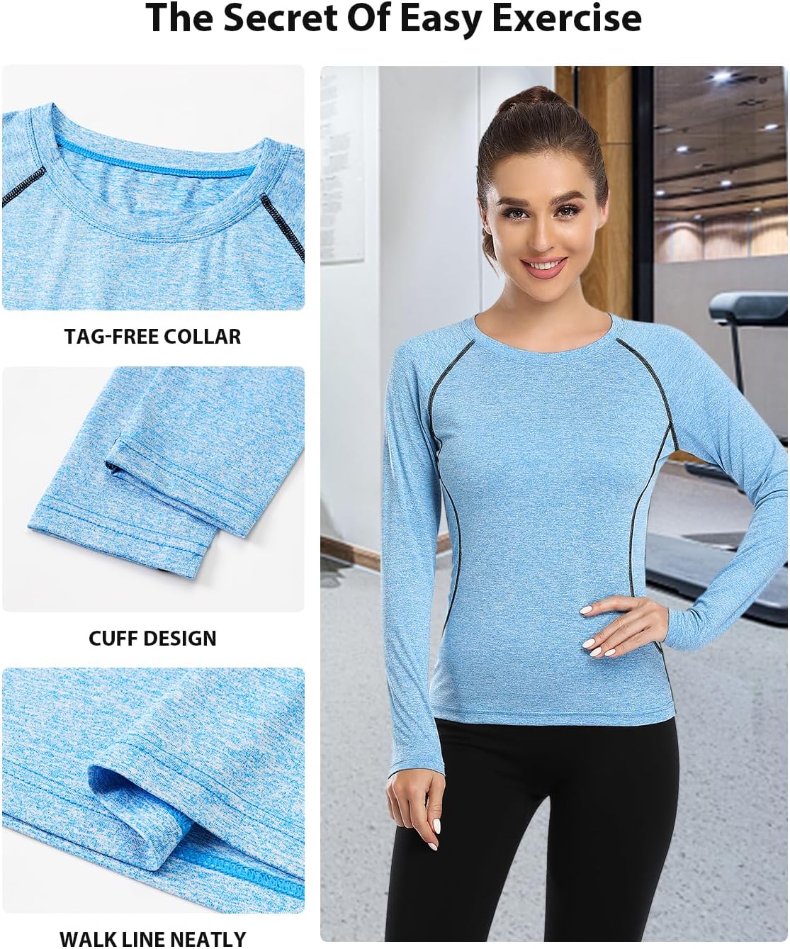Womens Long Sleeve Moisture Wicking Tee Shirt Long Sleeve Workout Tops for Women Dry Fit Yoga Athletic Running T Shirt - Image 5