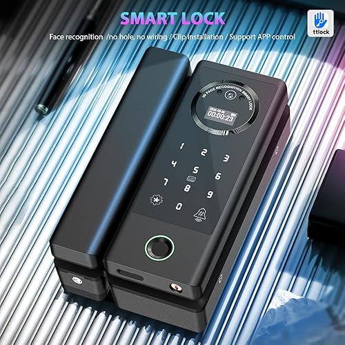 Miniatura 2 de Cerradura inteligente de vidrio cerradura de puerta WiFi desbloqueo remoto TT APP huella digital cara contraseña tarjeta IC métodos de desbloqueo