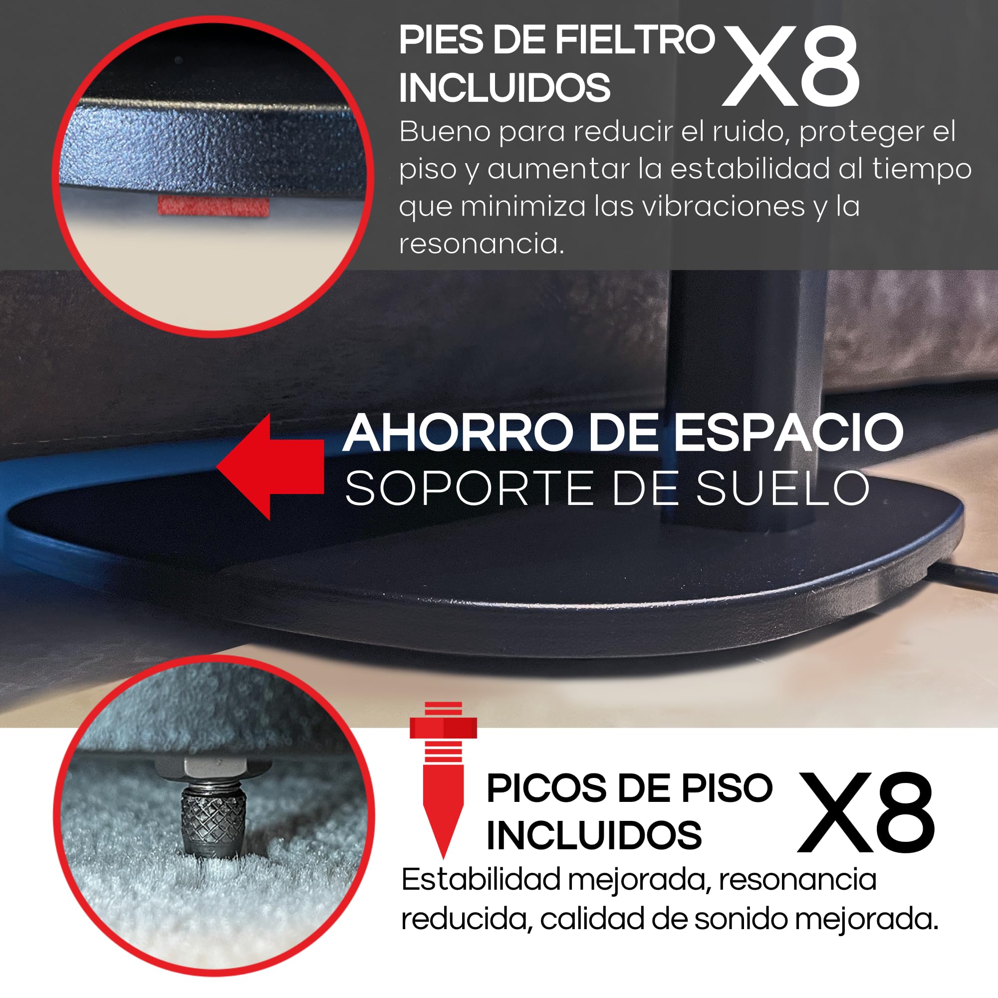 Sound bass ERA 100 Soporte de Suelo, Paquete Doble (2pcs), Compatible con Sonos ERA100 & ERA 100 SL, Sonos One & Play:1 Speakers, Accesorios Incluidos, Diseñado en el Reino Unido, Doble, Par (Negro)