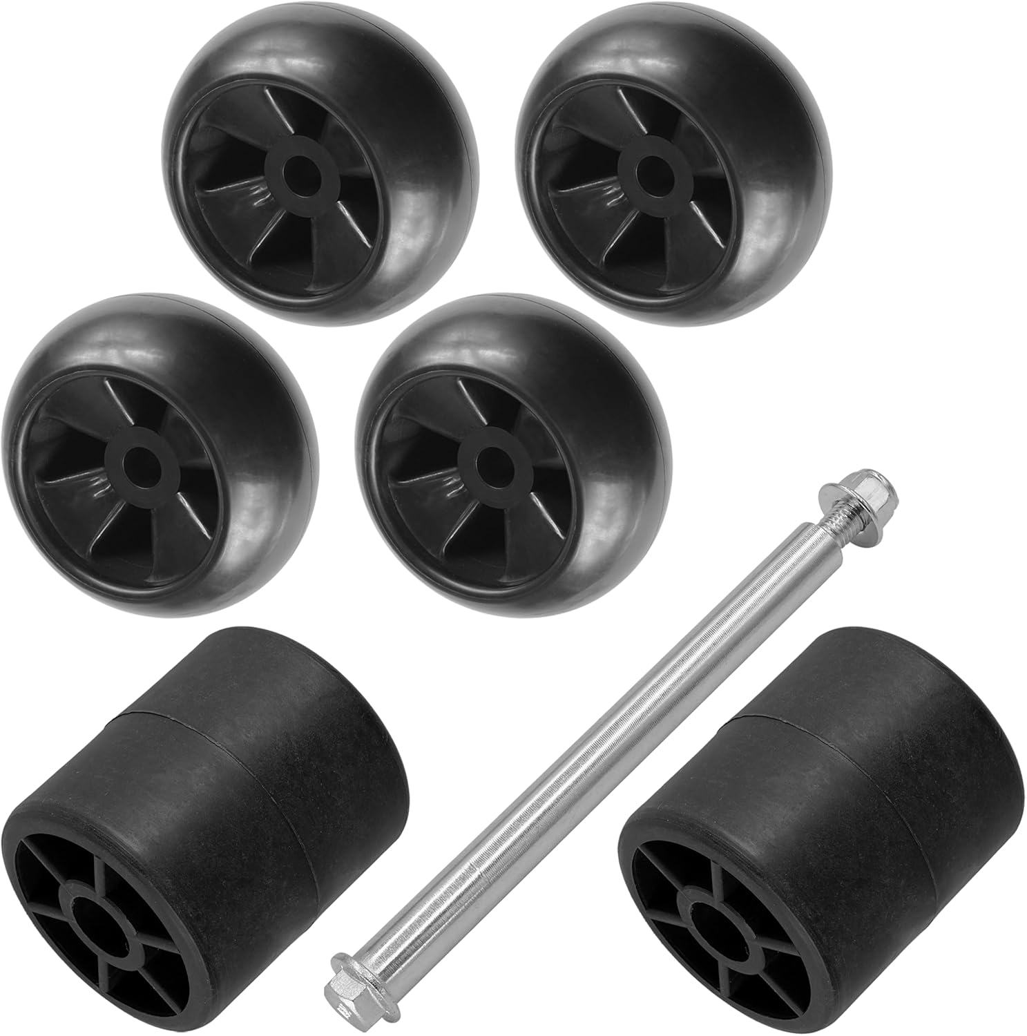 Caltric Deck Wheels & Rollers With Pin Compatible with John Deere X370 X380 X384 X390 X394 X500 X520 X530 X534 X540 X570 X580 X584 X590
