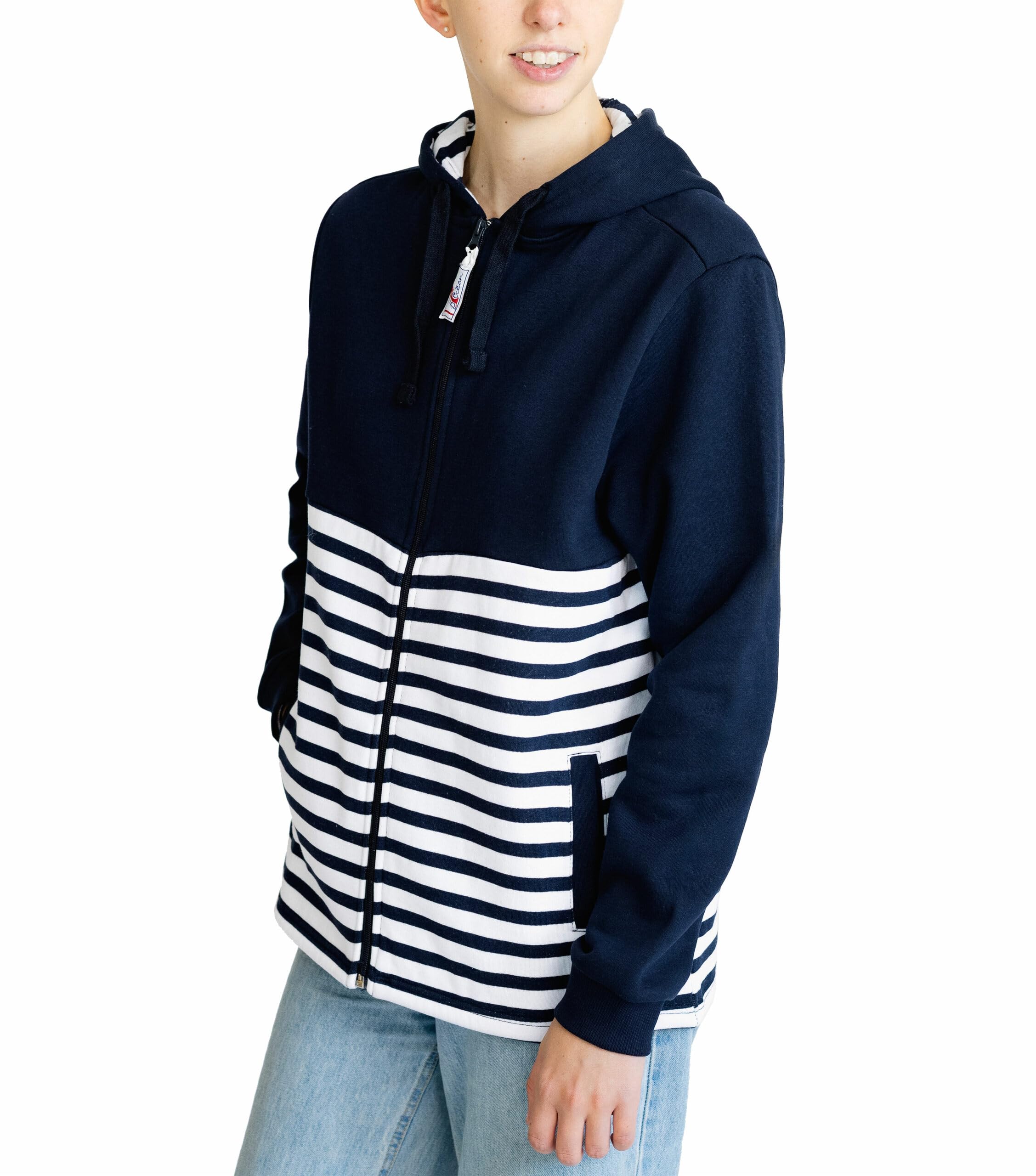 Breizh Ocean - Veste Molleton avec capuche BREST, Mixte homme ou femme, coupe droite – XS au 4XL