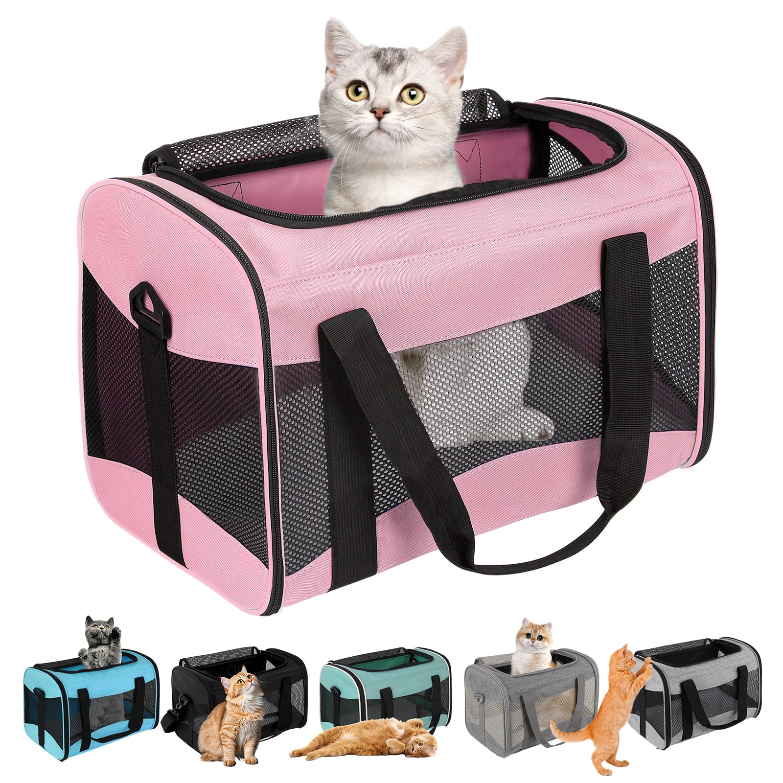 top tasta cat Carrier Large Dog Cat Carriers Puppies up to 30Lbs, Big Dog Carrier Soft Sided, Collapsible Travel Puppy Carrier (X-Large, Pink)