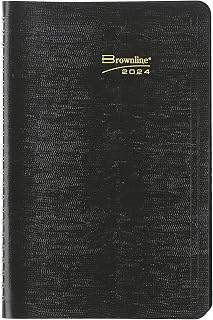 Brownline 2024 Essential Weekly Planner, Appointment Book, 12 Months, January to December, Twin-Wire Binding, 8" x 5", Black (CB75.BLK-24)