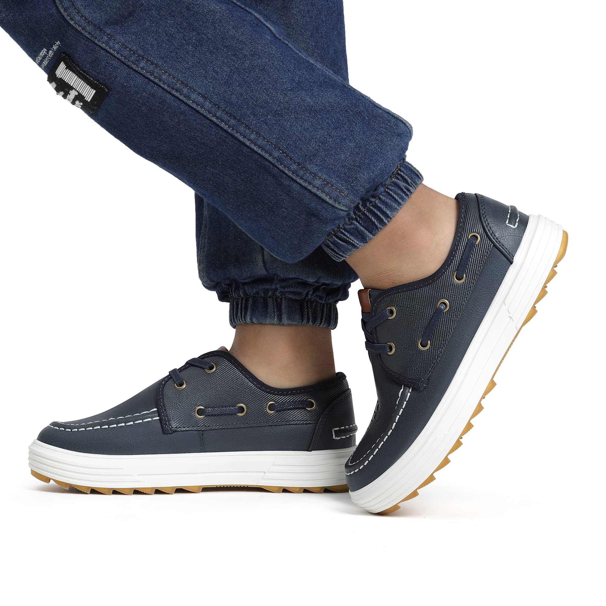 Bruno Marc Boy's Boat Shoes Slip on Loafers Dress Casual Buty szkolne, NIEBIESKI, 28 EU