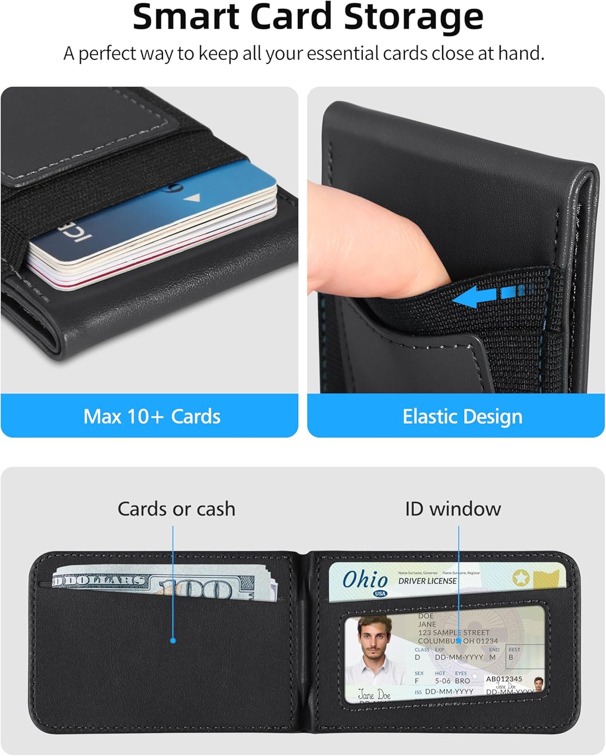 For Magsafe Wallet Stand, Strongest Magnetic Wallet for iPhone 17/16/15/14/13 Series, for iPhone Walle t with Adjustable Stand, ID Window, 4 Card Slot, Hold 10 Card, VeganLeather, RFID Blocking, Black - Image 4