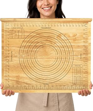 Extra Large Wooden Pastry Board, 24 x 20" Wood Dough Rolling Tray with Edge, Reversible Cutting & Serving Board for Pizza, Bread, Pastry Baking, Kitchen Counter Dough Prep Board