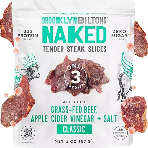 Brooklyn Biltong Carnivore Snack, carne de res alimentada con pasto secado al aire, biltong sudafricano (2 onzas, paquete de 1) – Biltong, no