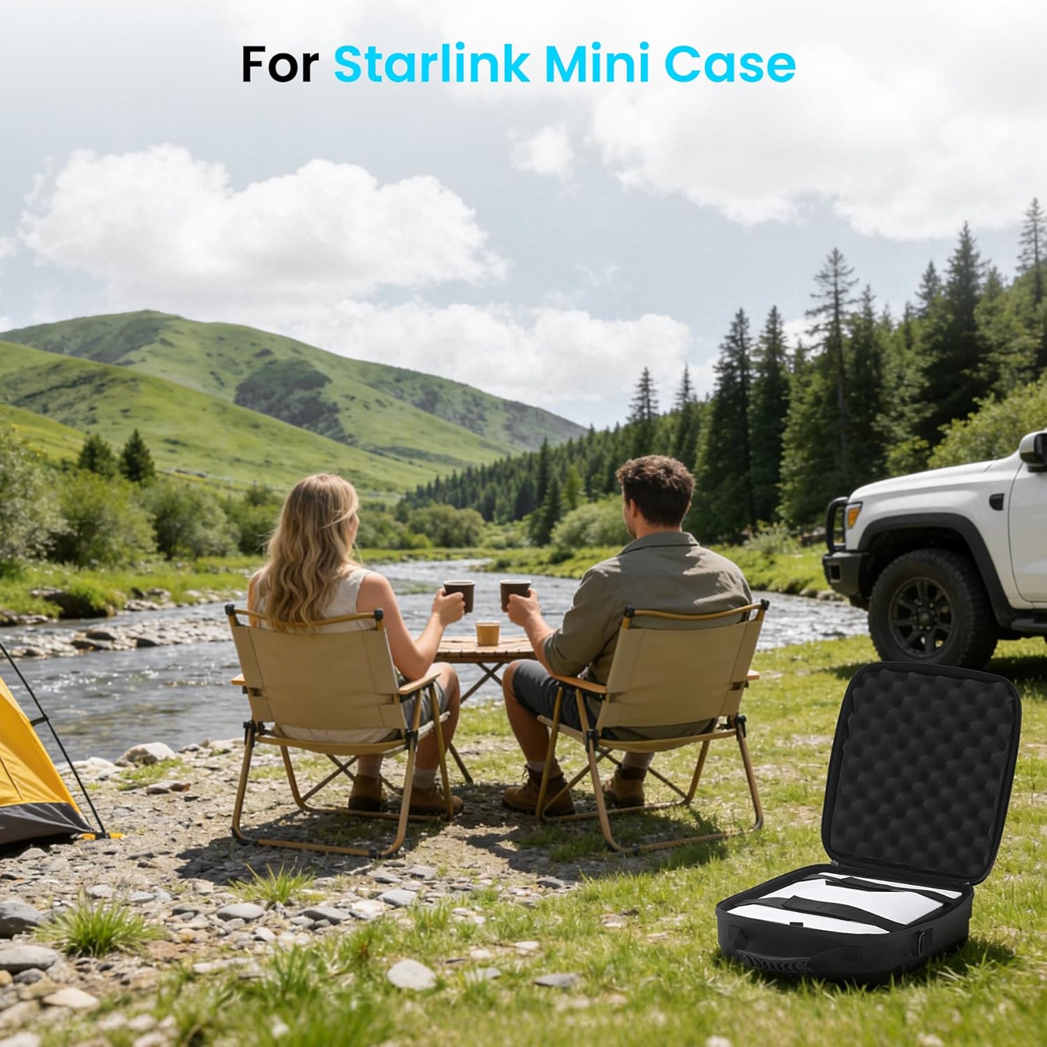 Datop Starlink Mini Case,Ultra-Light Portable Storage Waterproof,Shockproof EVA for Starlink Case,Dual Carry Options for Starlink Mini Accessories,Portable for Outdoor Travel,Camping and RVing,Black