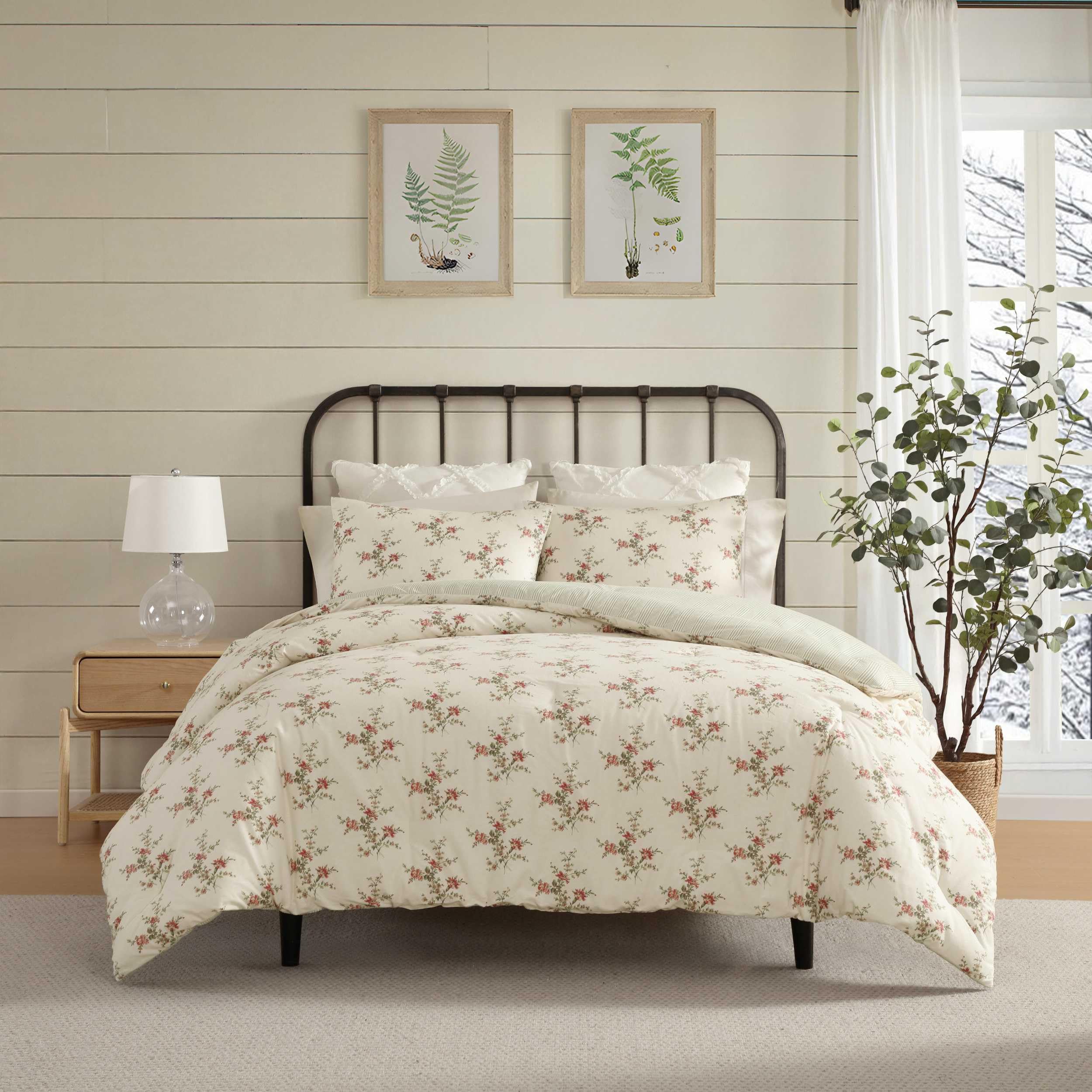 Parure de lit flanelle de coton anti-froid Laura Ashley réversible rouge Jessika