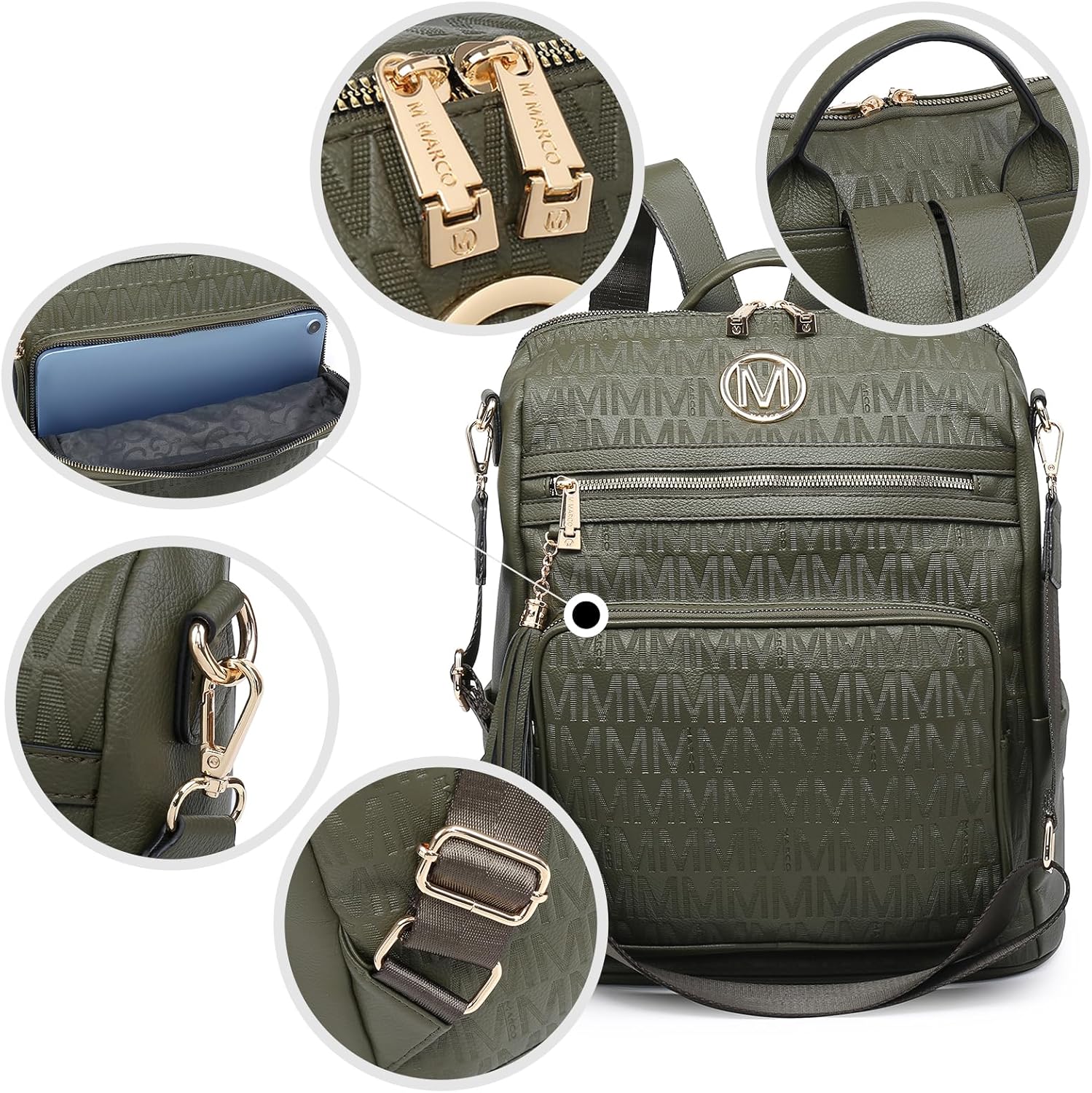 MKP COLLECTION Women Fashion Backpack Purse Convertible Large Rucksack Versatile Travel Shoulder Bags Handbag Set with Tassel - Image 4