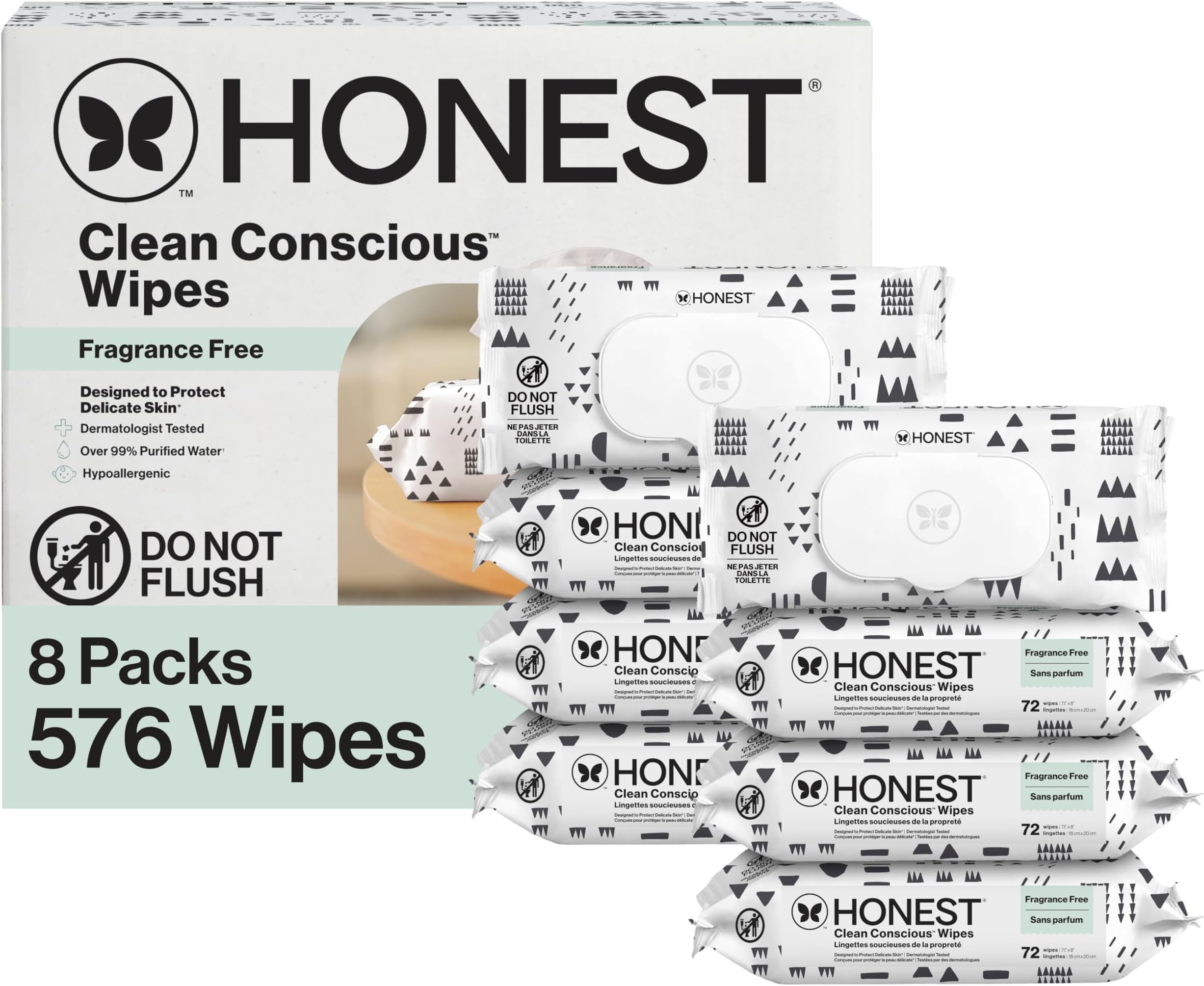 - Hypoallergenic Multi-Use Baby Wipes for Sensitive Skin Baby Pattern Play 576 Count