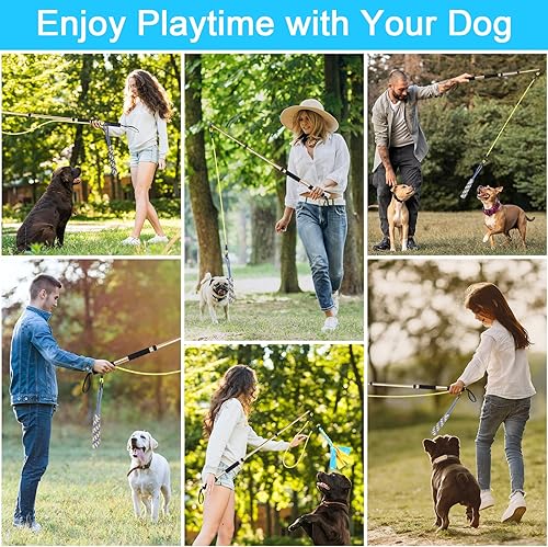 Miniatura 7 de ZEROFEEL Poste de coqueteo para perros, juguetes interactivos de cuerda para perros, caña de pescar, juguetes para perros de raza grande,