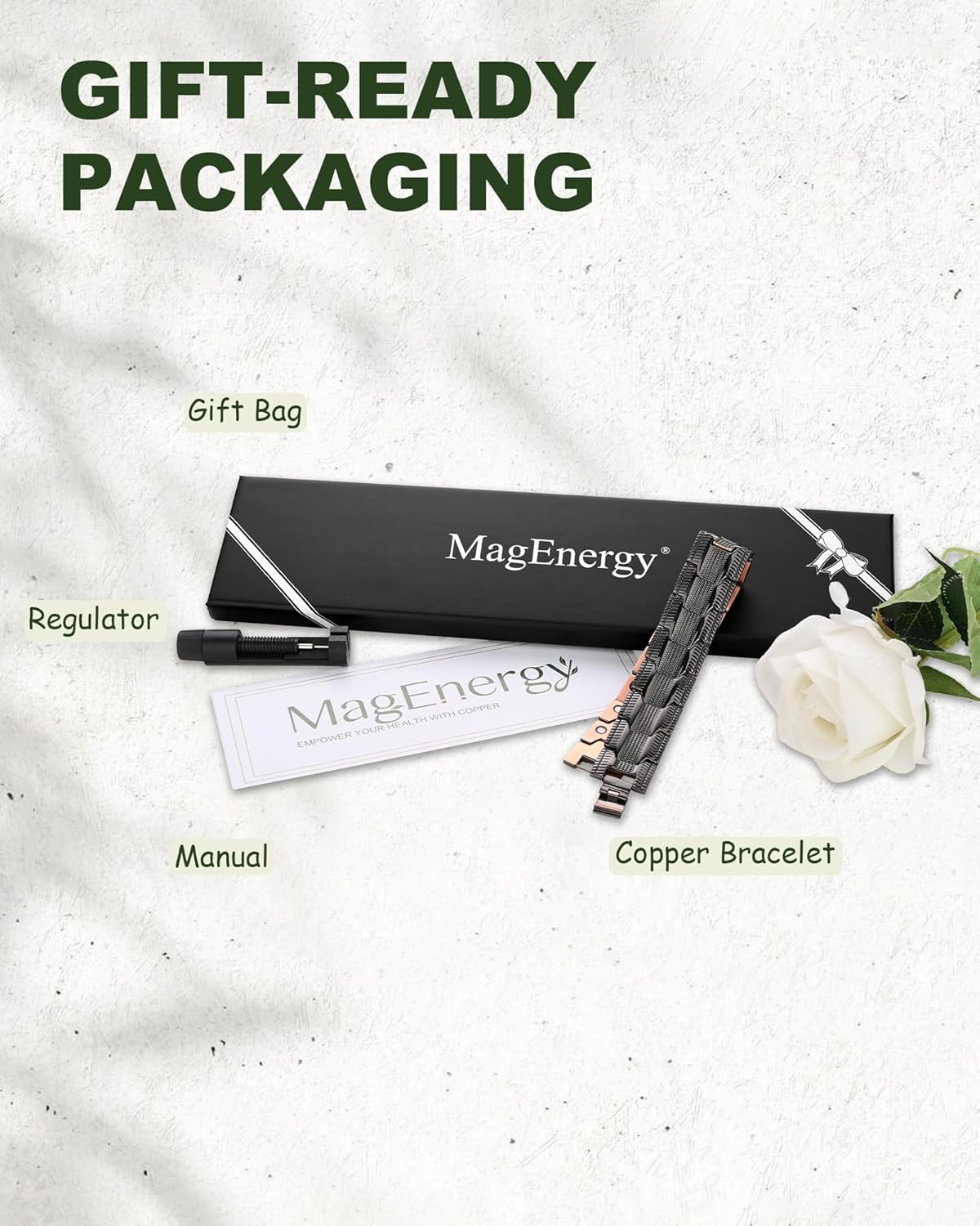 MagEnergy Copper Bracelet for Men, 3X Strength Magnetic Bracelet with 99.99% Pure Copper Ring & 3500 Gauss Magnets, Adjustable Length with Sizing Tool - Image 7