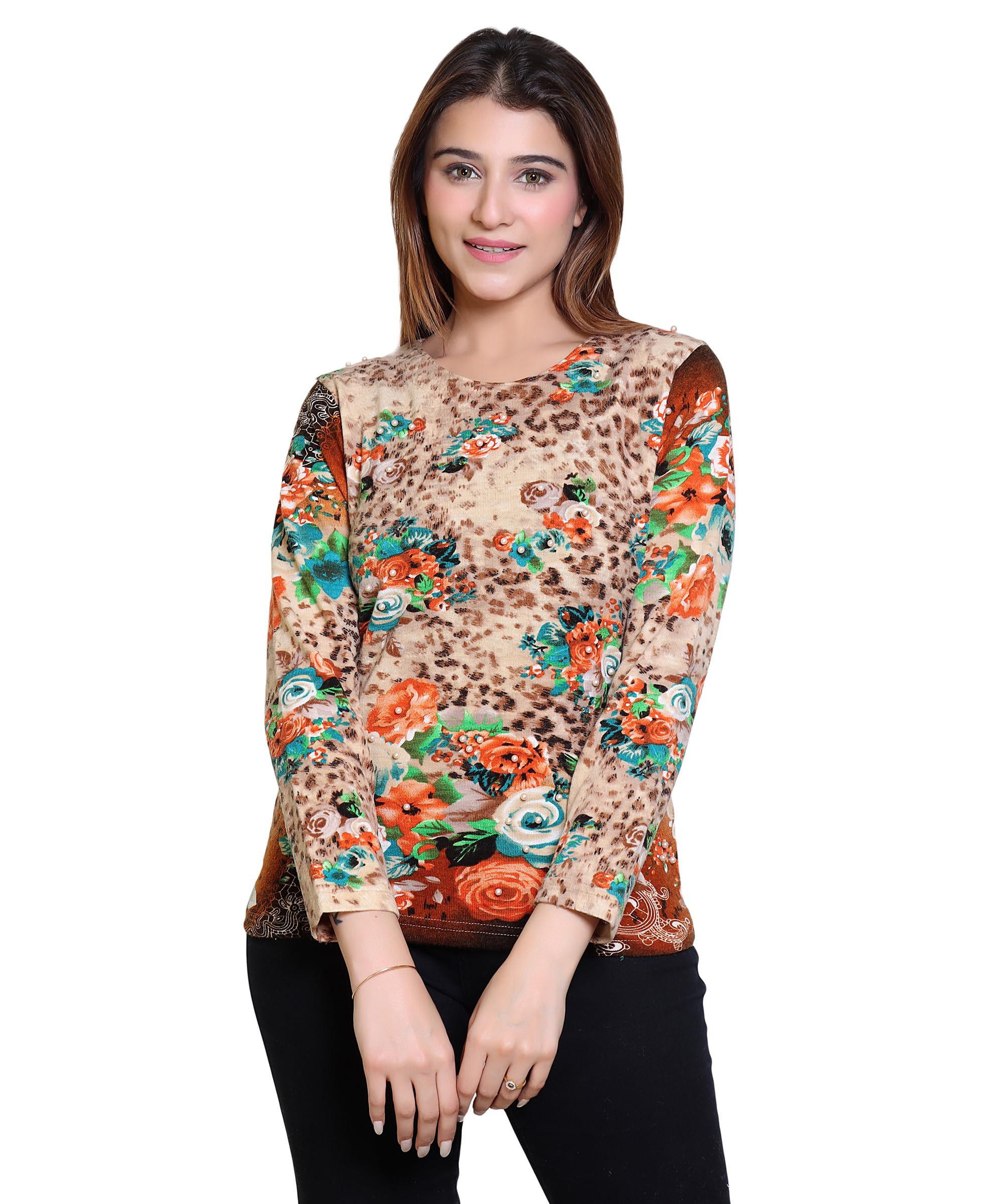 grand line Women's Woolen/Acyrlic Winter Wear Warm Full Sleeve Knitted Cardigan/Sweaters Hair Yarn Long Coat Pullover Computer Knitted Jaquard Design | Size Suitable for Land XL-picture-35