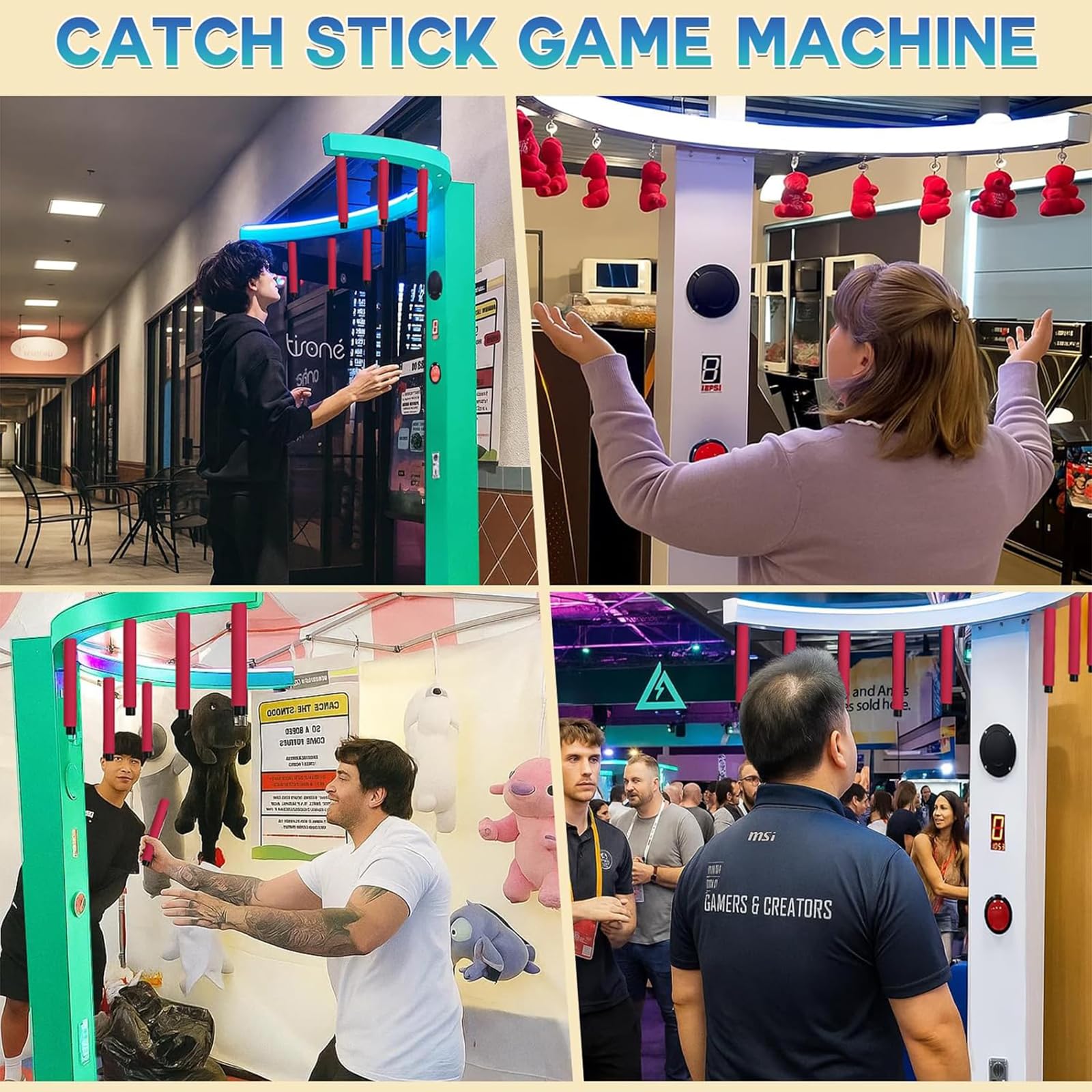 Gra treningowa koordynacji ręka-oko, Catching Stick Reflex Arcade na imprezy, rodzinna noc gier, wydarzenia biznesowe