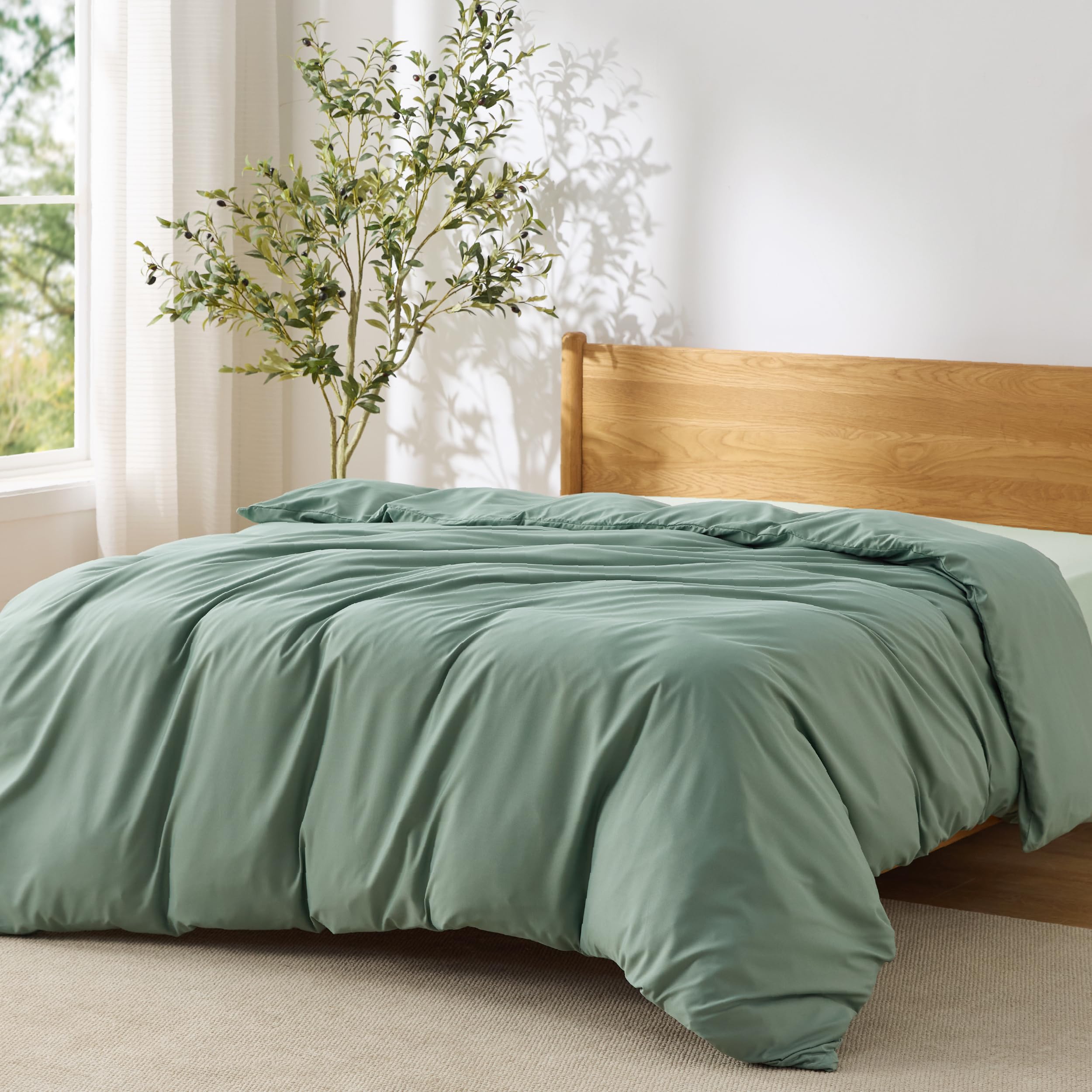 Bedsure Duvet Cover King Size, 1Pc Soft Double Brushed Bedding, Sage Green