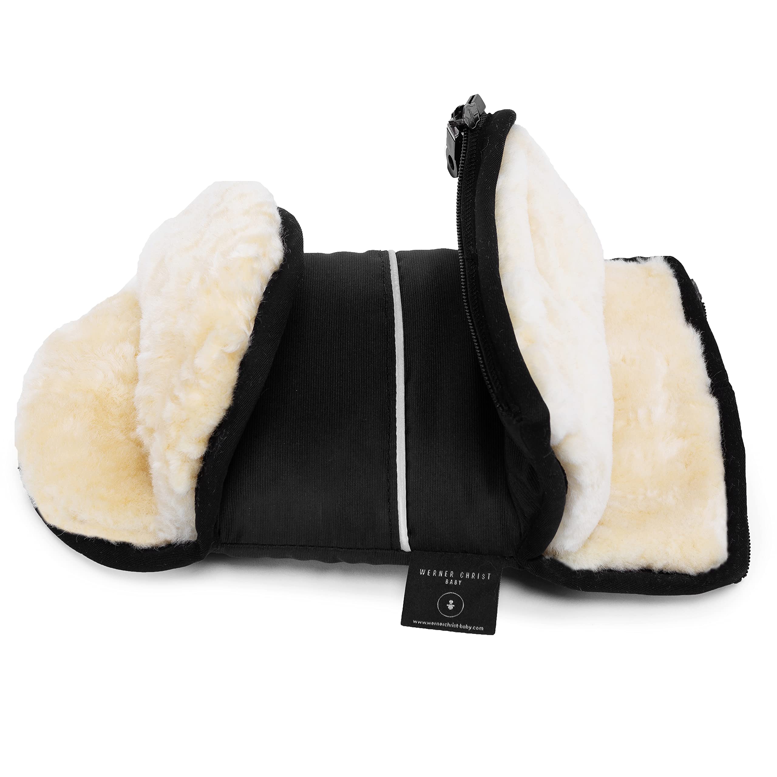 Lammfell Handwärmer von WERNER CHRIST BABY – GLOVY Handschuhe sind der ideale Kinderwagen-Muff aus medizinischem Fell, warmer universaler und wasserabweisender Handmuff, in black (schwarz)