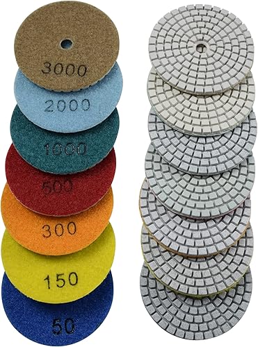 Almohadilla de pulido de diamante de 3 pulgadas para moler mármol granito encimera 7 piezas conjunto