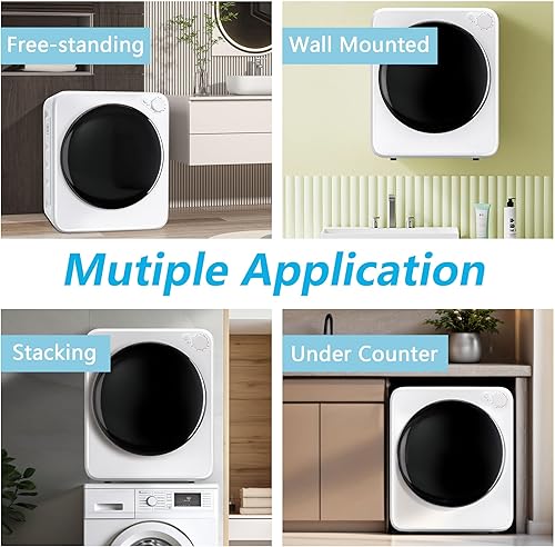Miniatura 7 de Secadora de ropa portátil eléctrica de 800 W, secadora de ropa de carga frontal de alta gama con bañera de acero inoxidable, 5 modos de control