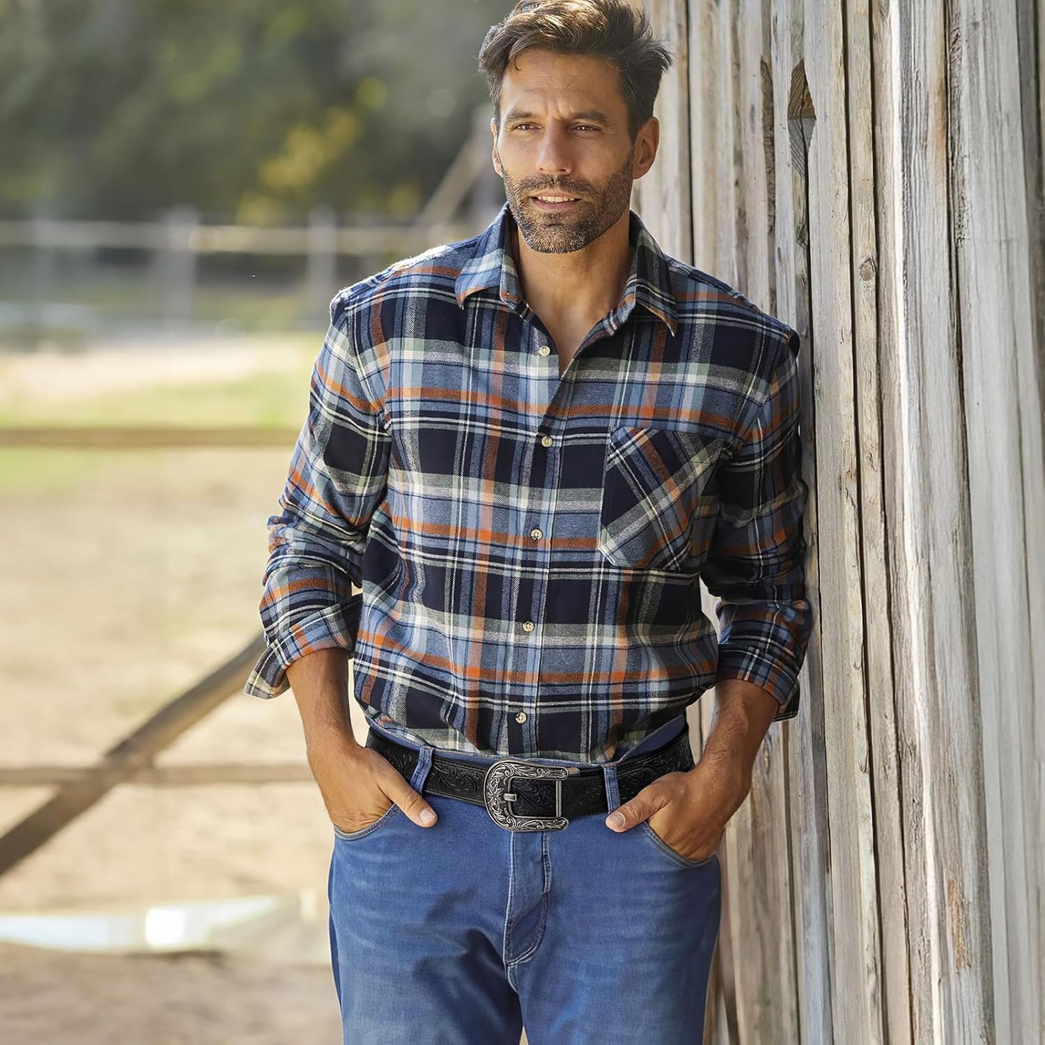 SANSTHS Western Cowboy Ratchet Belts for Men Women Leather Cowboy Belt with Automatic Western Buckle for Christmas Gifts - Image 3