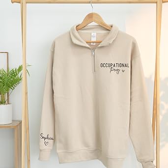 UrbanNEST Custom Profession Quarter Zip Sweatshirt, Embroidered & Personalized Work Shirt Hoodie Gift for Professionals