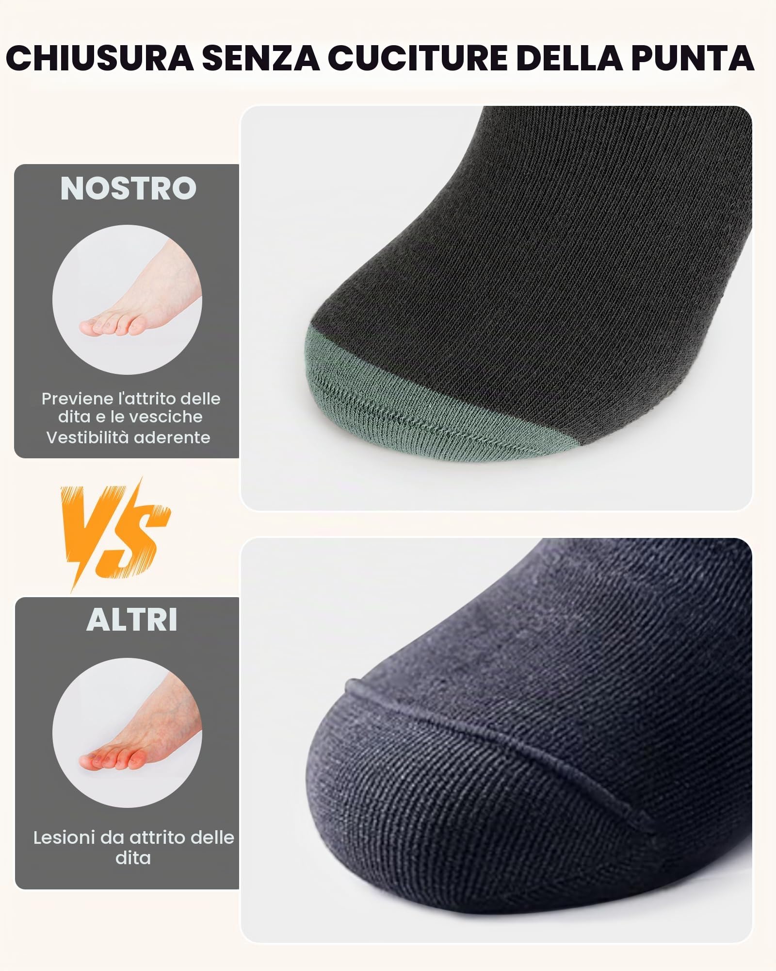 OutdoorMaster 2 Paia Calze da Sci per Uomo, Calze Termiche Invernali da Snowboard Traspiranti Termico per Sport All'aria aperta con Sopra il Polpaccio Design/Polsini Antiscivolo