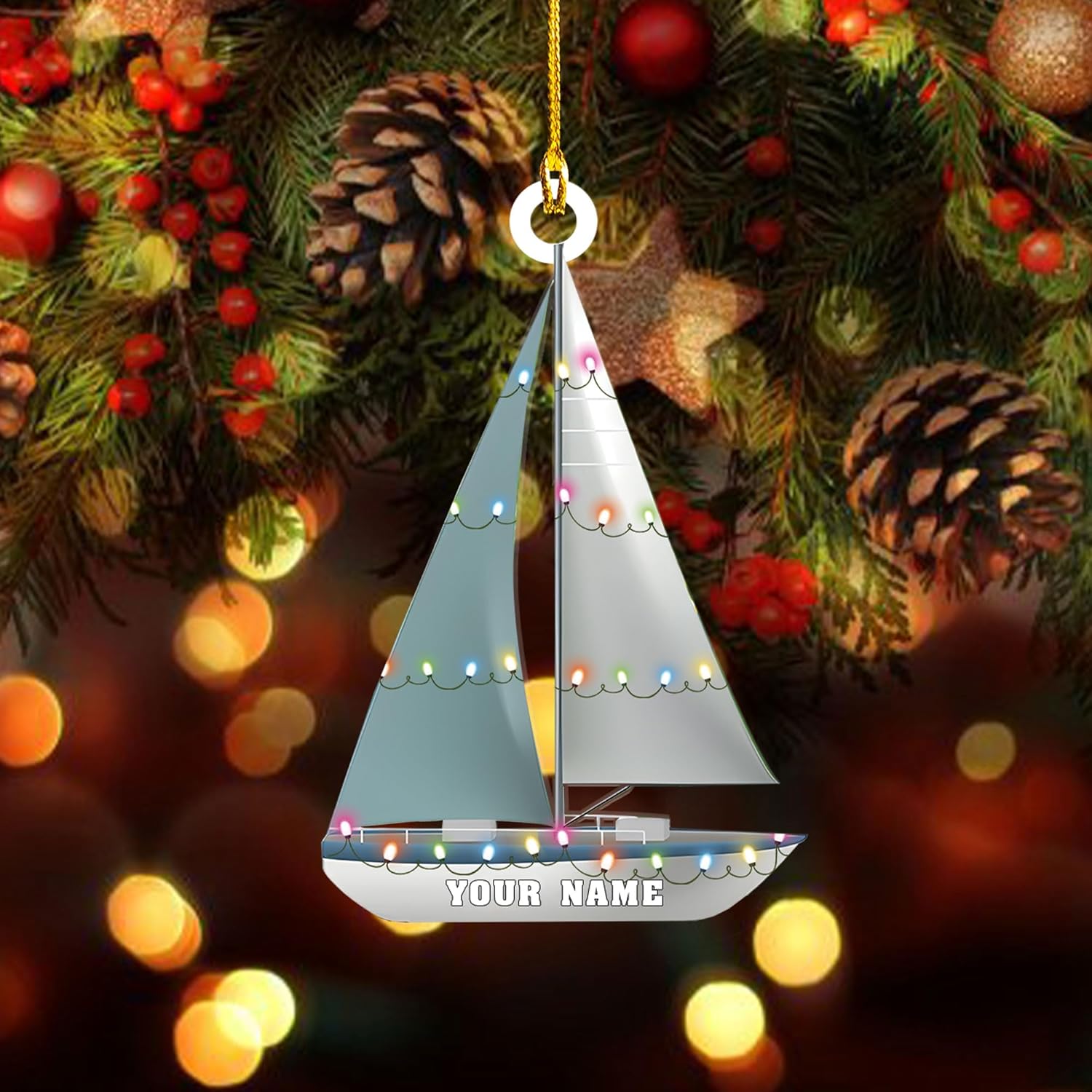 Amazon.com: Tinoshop Personalized Sailboat Christmas Ornament, Custom