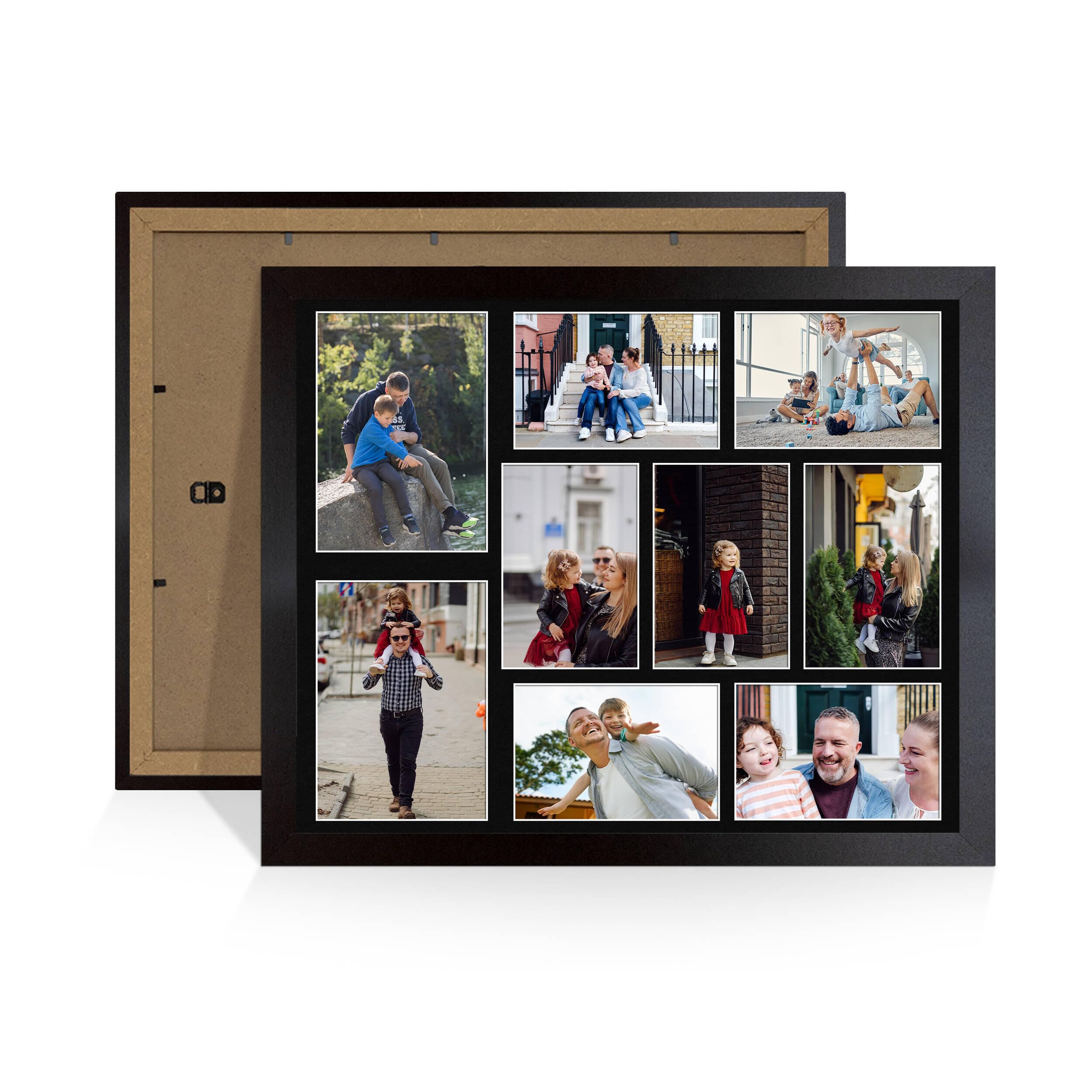 Alison Kingsgate Matte Black 20x16 Photo frames for multiple pictures -9 Apertures Collage Frame with Black Mount - Holds (2x) 7x5 & (7x) 6x4 Photos - Engineered Wood & Perspex โ image 1