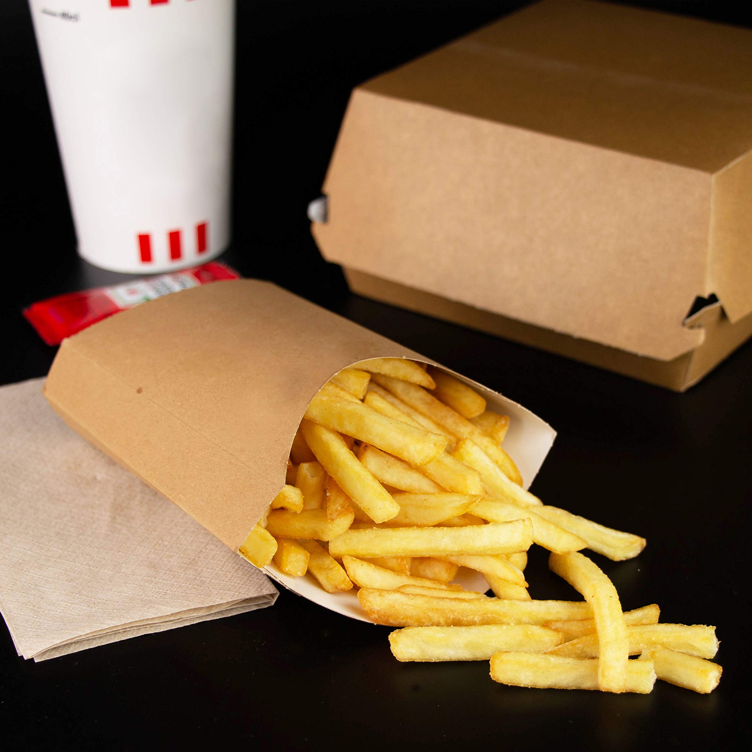 Confezione da 200 Tasche Fry coni in cartone riciclato 135 gr