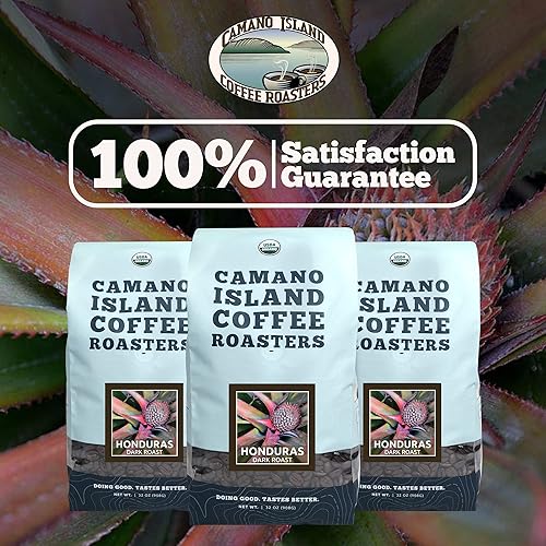 Miniatura 7 de Camano Island Coffee Roasters Roasters Honduras Tostado oscuro, grano entero 2 libras, lote pequeño tostado fresco, orgánico USDA, comercio justo,