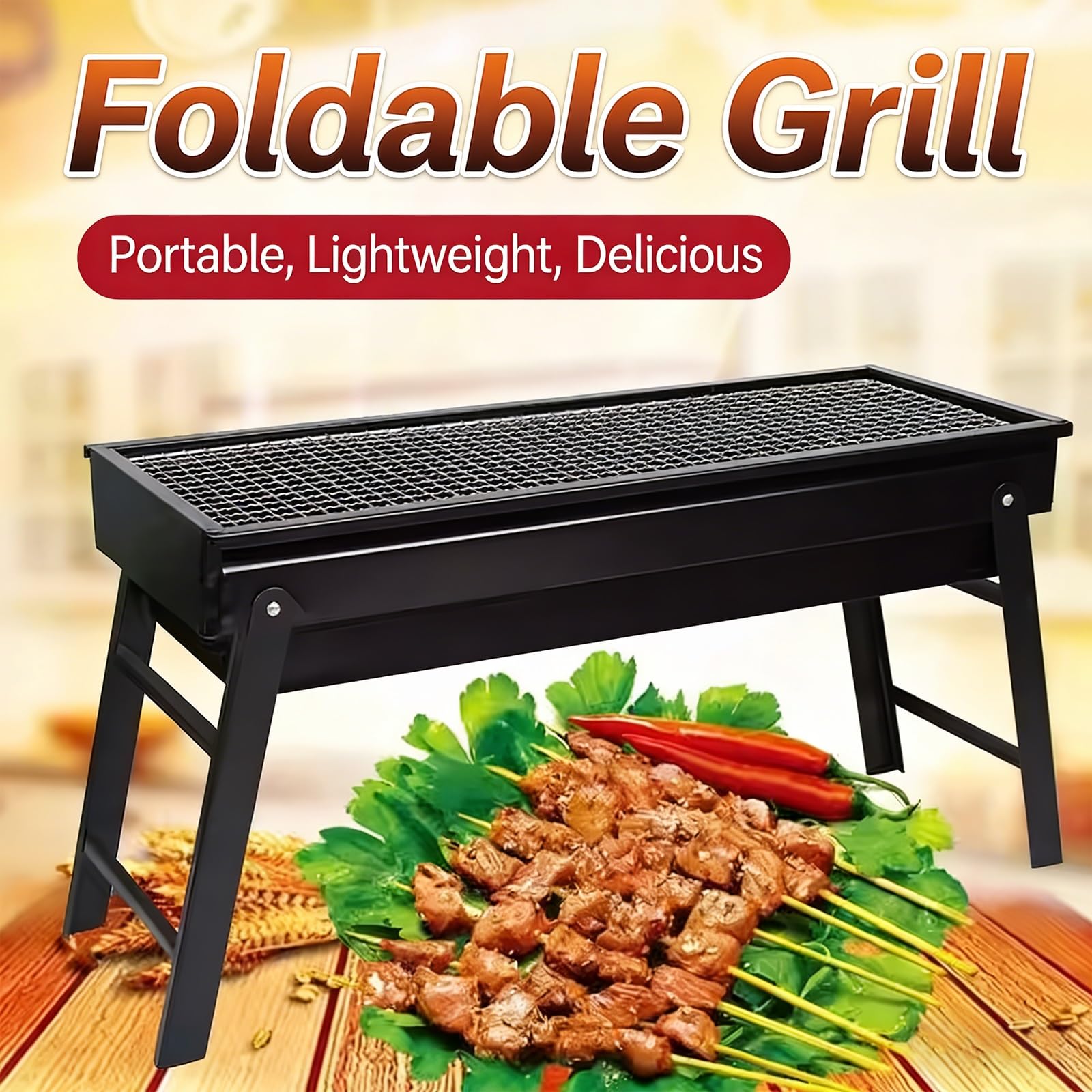 Przenośny grill na węgiel drzewny z rusztem ze stali nierdzewnej i składanymi nogami kompletne akcesoria do grillowania na zewnątrz kemping i pikniki kompaktowa i lekka konstrukcja