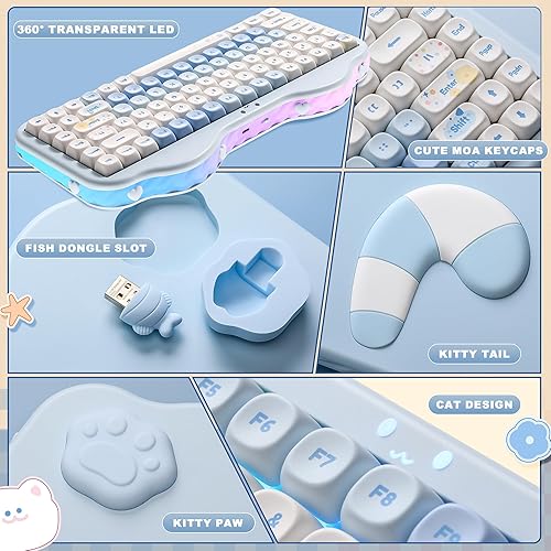 Miniatura 8 de YUNZII Teclado mecánico inalámbrico C75, diseño del 75%, NKRO intercambiable en caliente, modo BT5.02.4GUSB-C, teclas Dye-Sub PBT MOA, montaje de