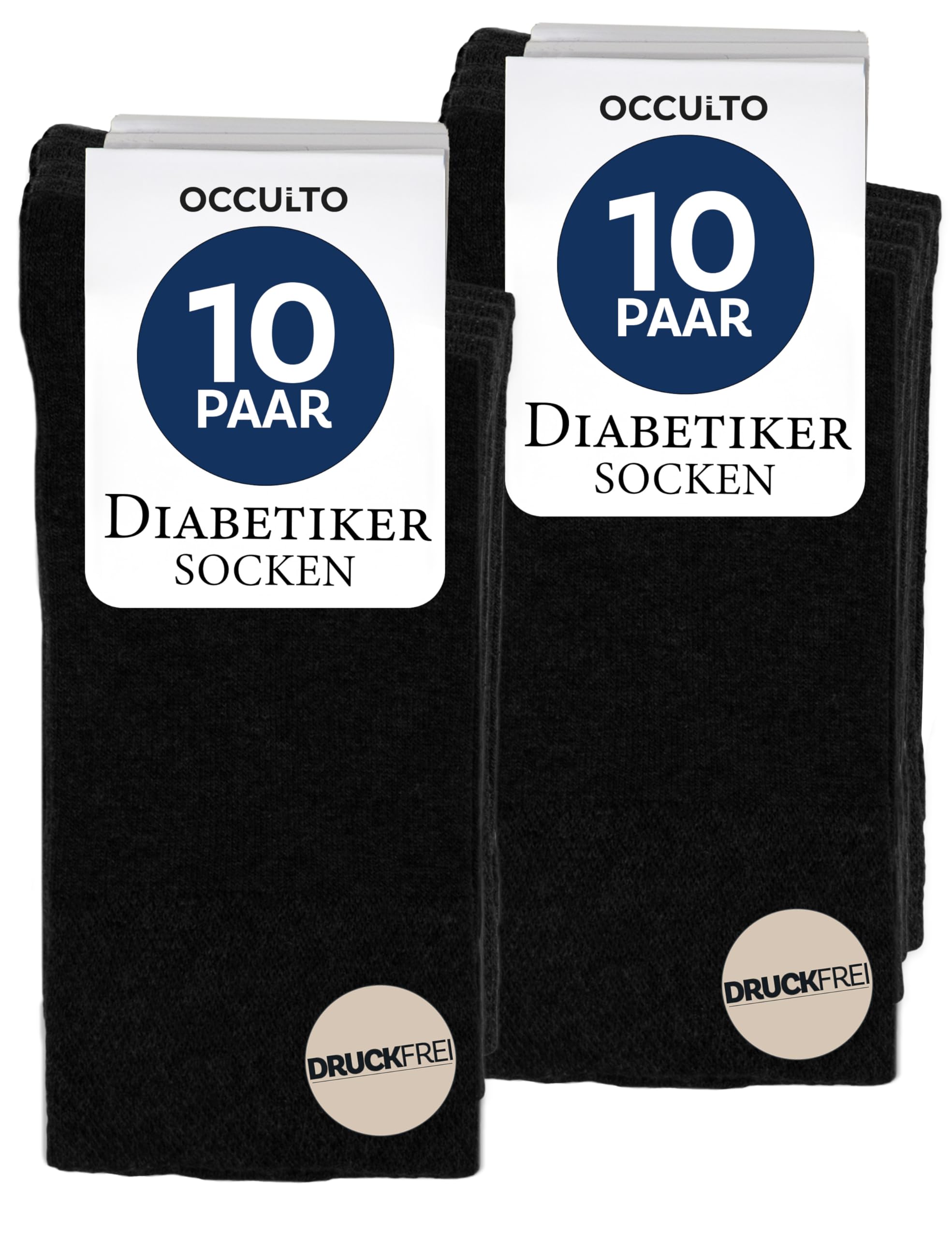 Occulto 10 Paar Diabetikersocken für Herren & Damen ohne Naht ohne Gummibund aus Baumwolle