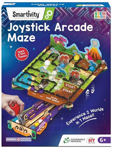 Smartivity Joystick Arcade Maze Toy for Kids 6-14 Years | 2in1 Space & Jungle Theme Adventures I Birthday Gift for Boys & Girls I STEM Educational DIY Science Toys for Kids Ages 6,7,8,9,10,11,12,13,14