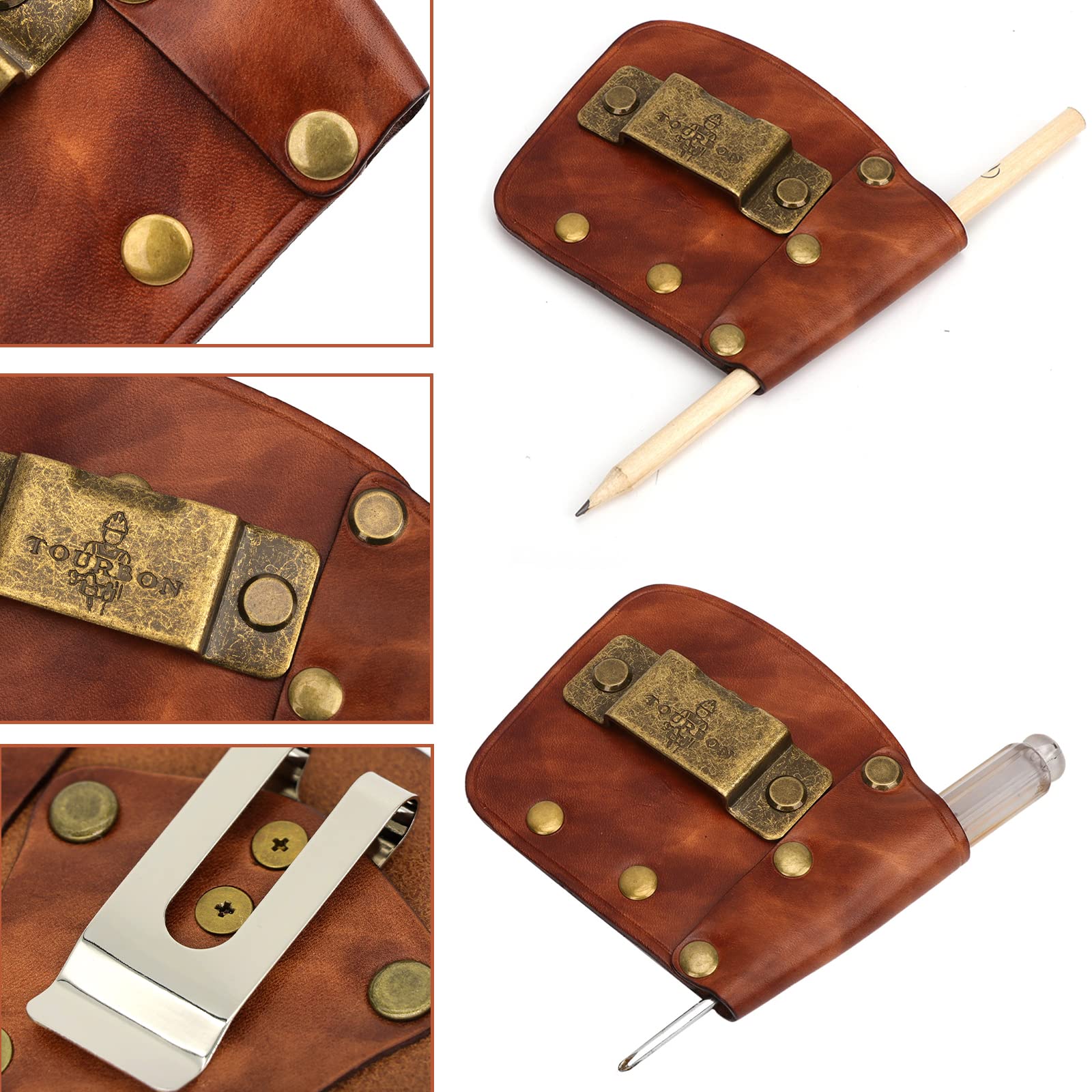 Tourbon 3 Mm Echtleder Maßband Halter Handwerkzeug Träger Passt