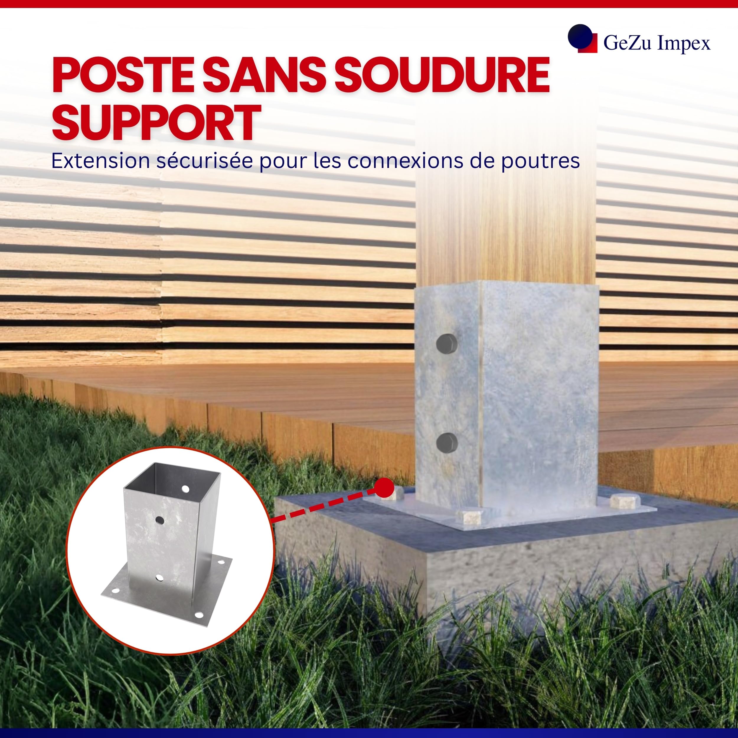 Aqbau® Support Poteau à Visser 5x5 Cm Embase Pied De
