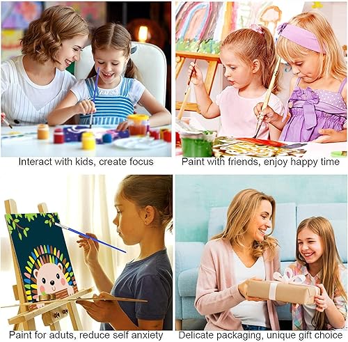 Miniatura 5 de Paquete de 4 pinturas de bricolaje por números para niños pintura por números para niños y principiantes pintura acrílica fácil de acuarela números