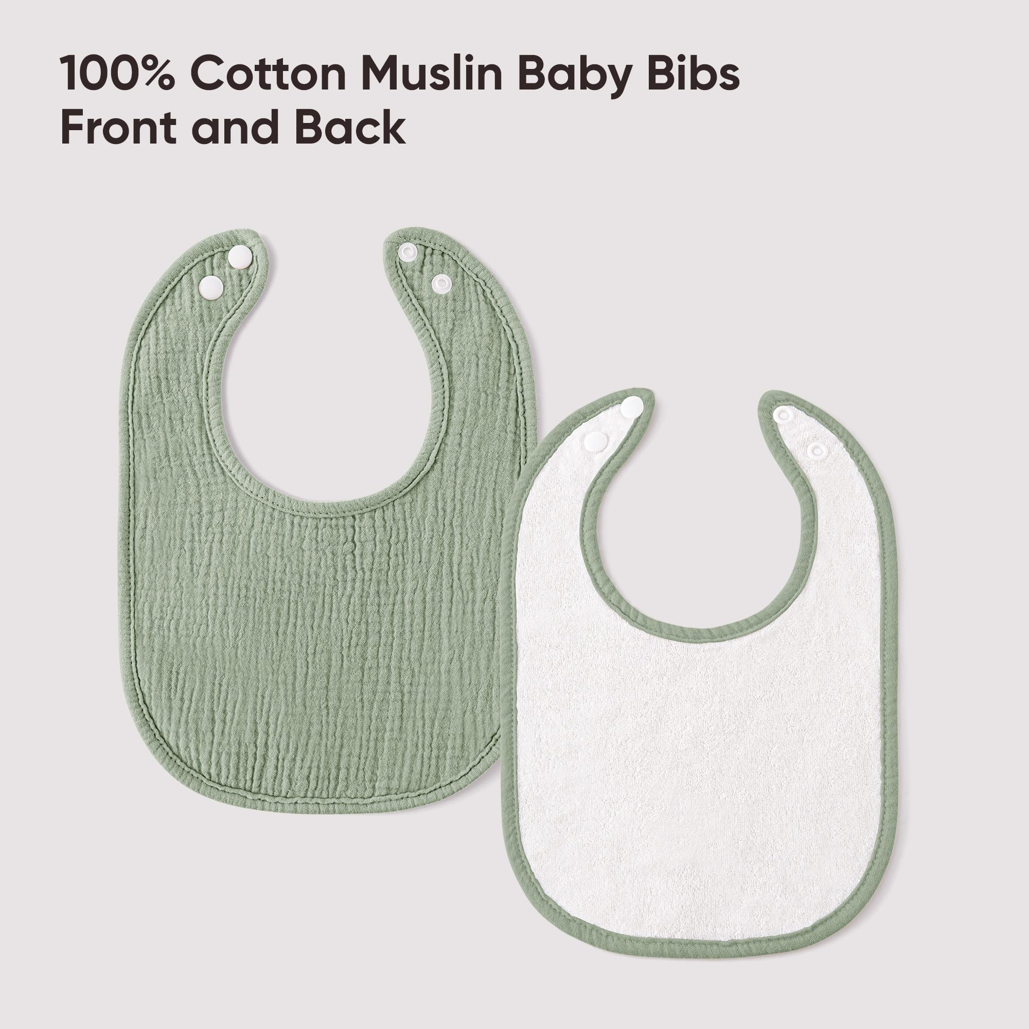 bearmoss Muslin Baby Dribble Bibs 100% Cotton Baby Bandana Square Drool Bibs for Unisex Baby Girls Boys Toddlers Drooling and Teething (Lemon Sage) - Image 4
