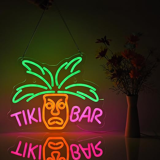 Geewkooy Tiki Bar Neon Light Sign Acrylic Dimmable LED
